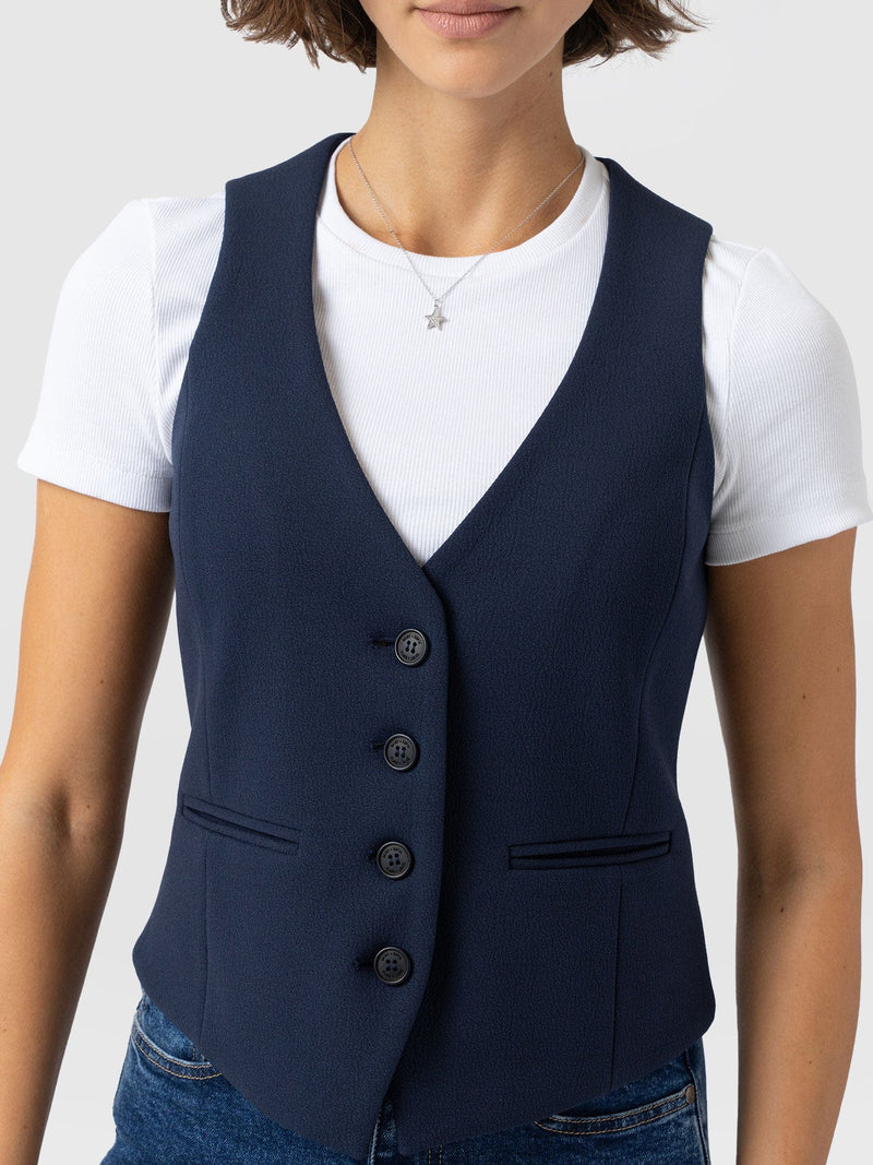 Astrid Waistcoat - Navy - Women's Jackets | Saint + Sofia? USA