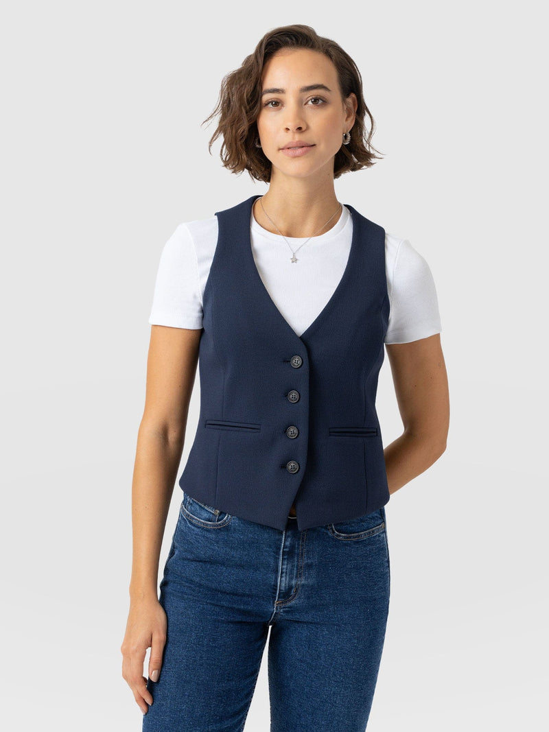 Astrid Waistcoat - Navy - Women's Jackets | Saint + Sofia? USA