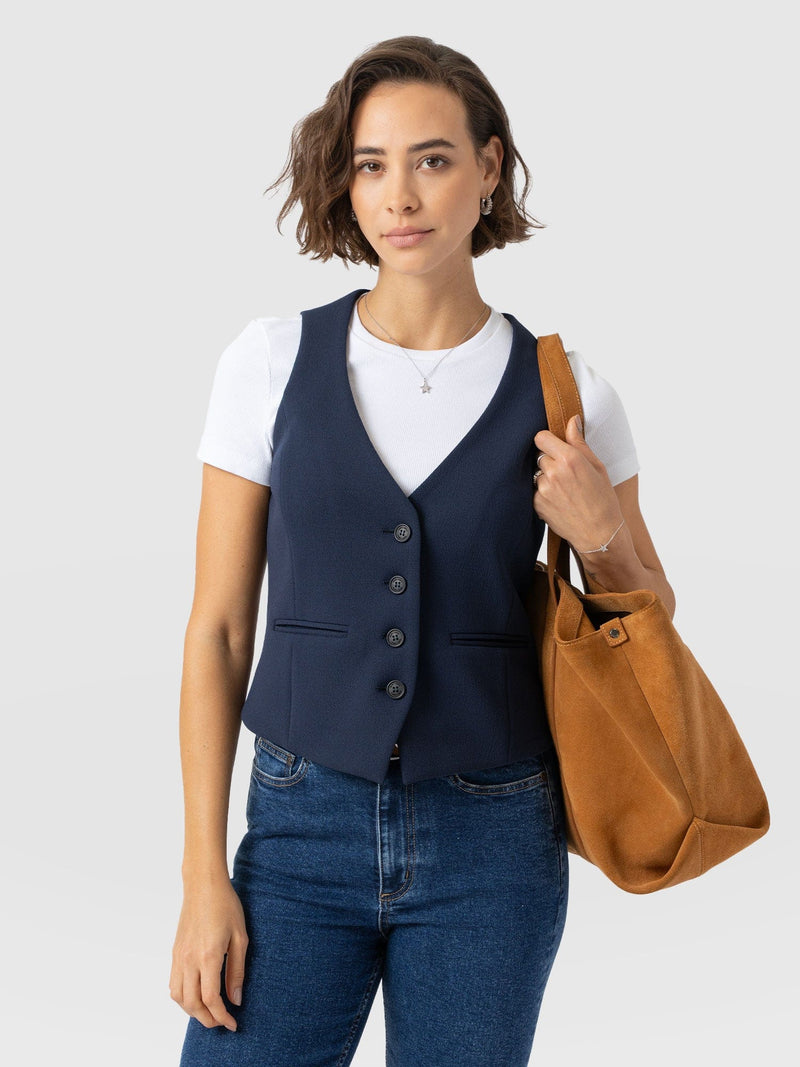 Astrid Waistcoat - Navy - Women's Jackets | Saint + Sofia? USA