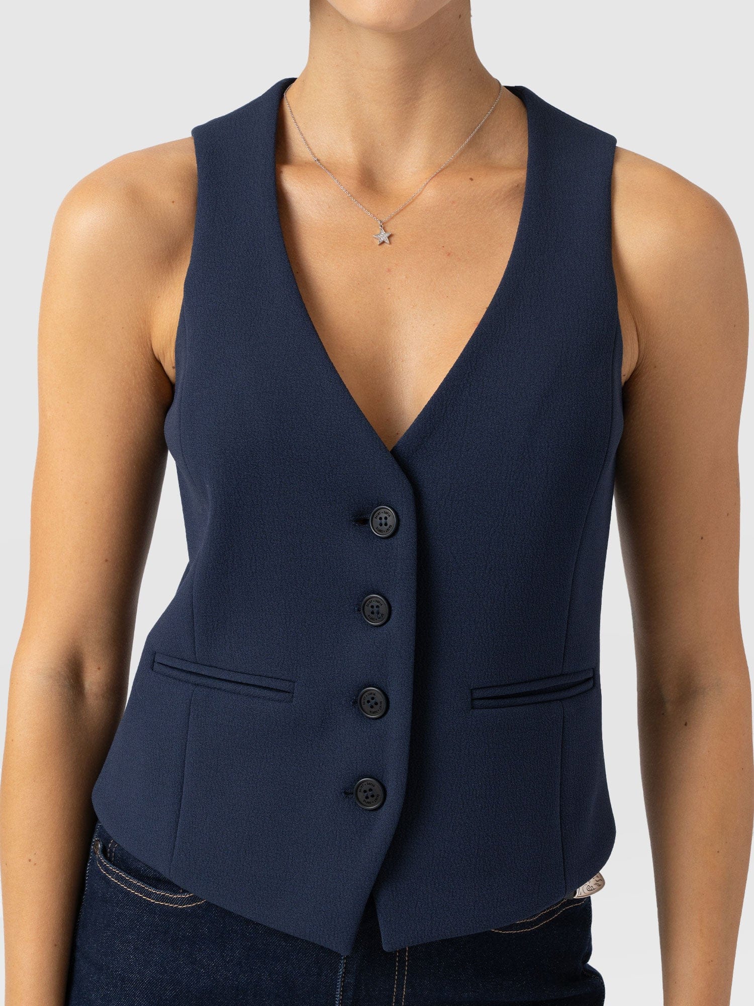 Astrid Waistcoat - Navy - Women's Jackets | Saint + Sofia? USA