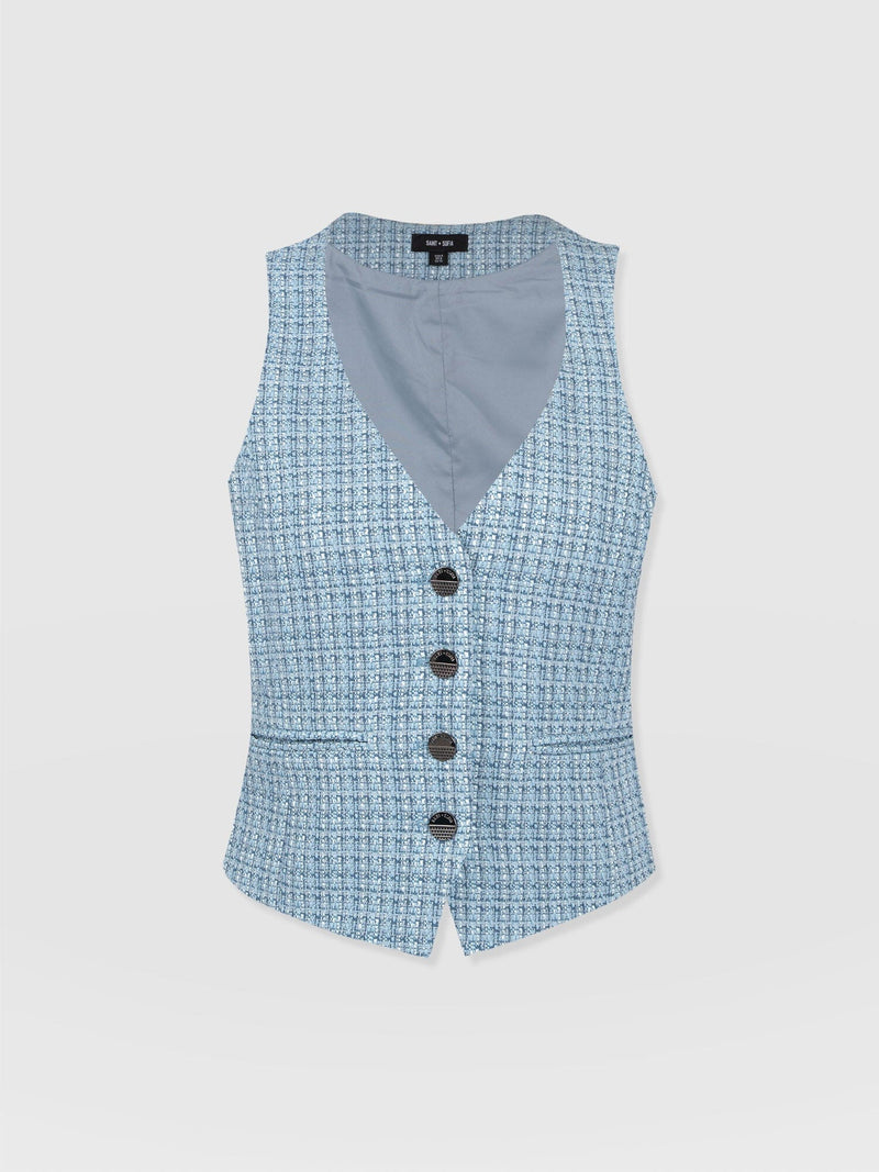 Astrid Waistcoat Pale Blue - Women's Blazers | Saint + Sofia® US