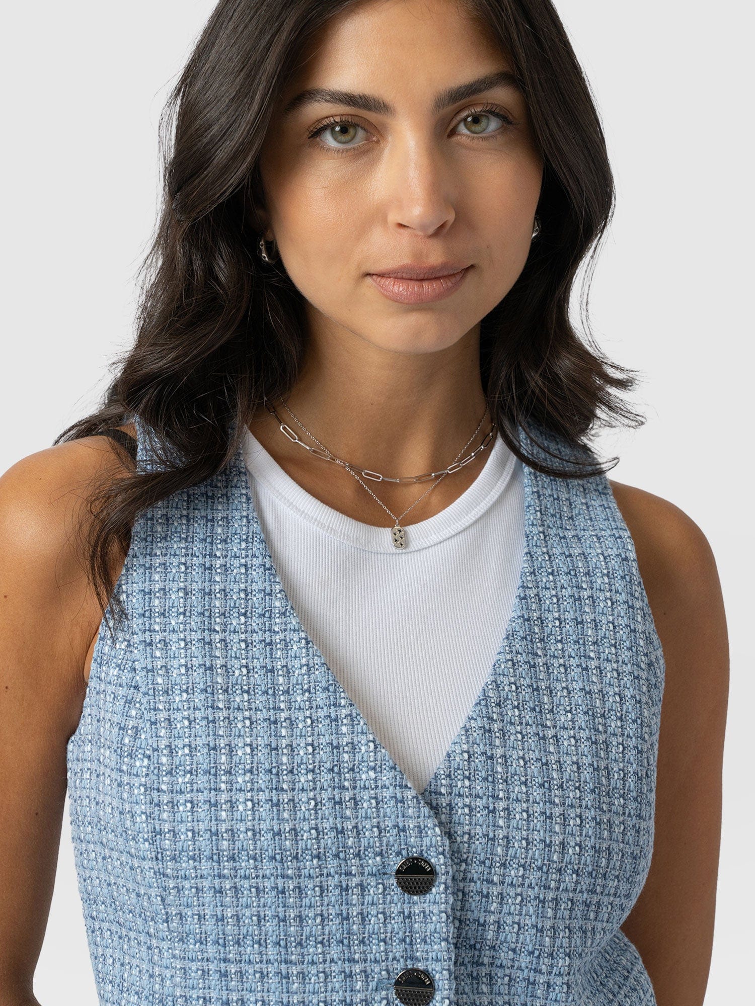 Astrid Waistcoat Pale Blue - Women's Blazers | Saint + Sofia® US