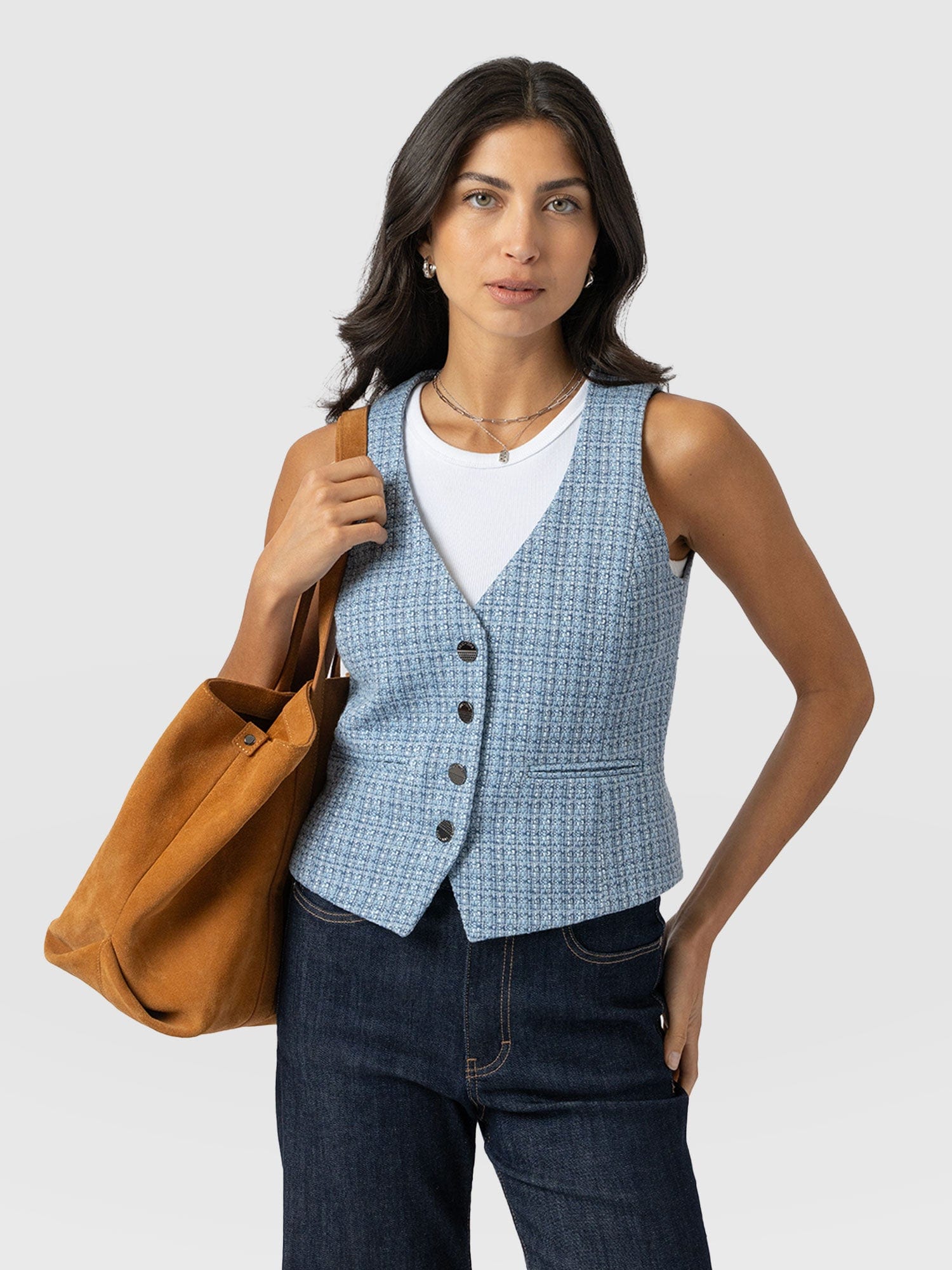 Astrid Waistcoat Pale Blue - Women's Blazers | Saint + Sofia® US