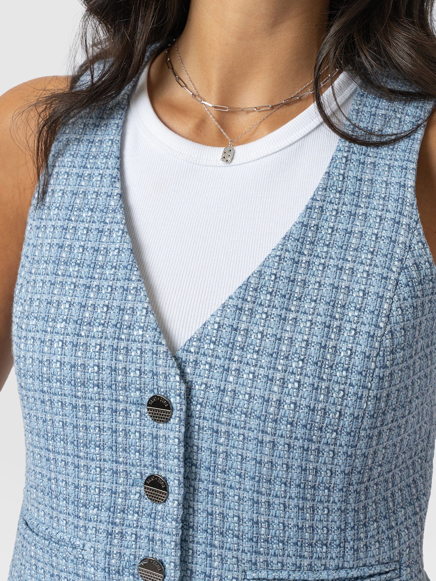 Astrid Waistcoat Pale Blue - Women's Blazers | Saint + Sofia® US