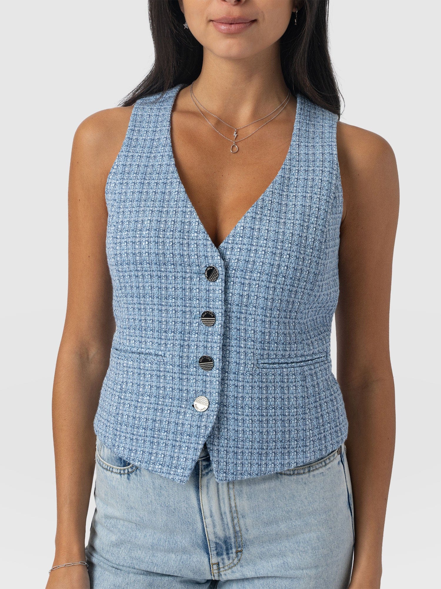 Astrid Waistcoat Pale Blue - Women's Blazers | Saint + Sofia® US