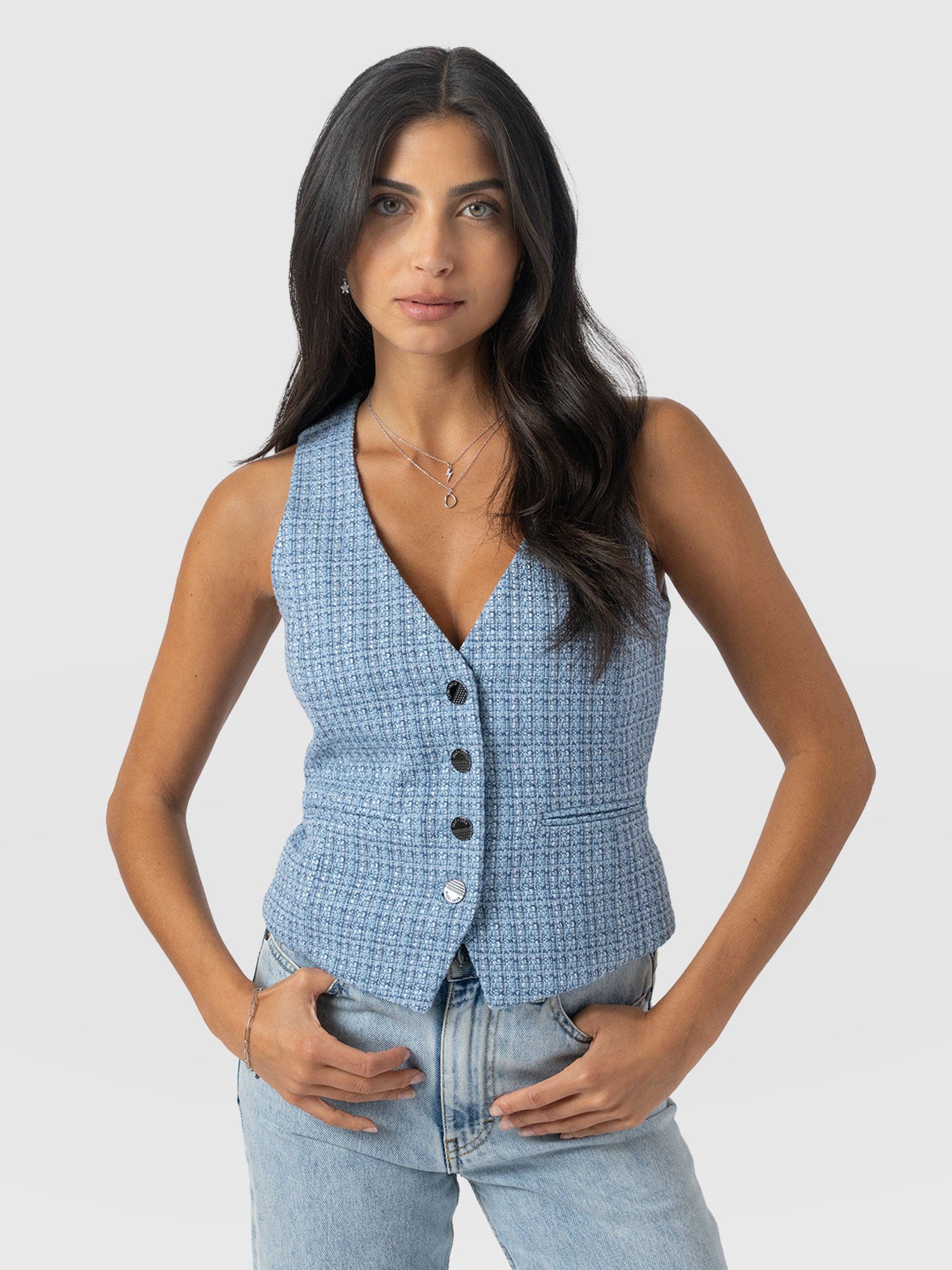 Astrid Waistcoat Pale Blue - Women's Blazers | Saint + Sofia® US