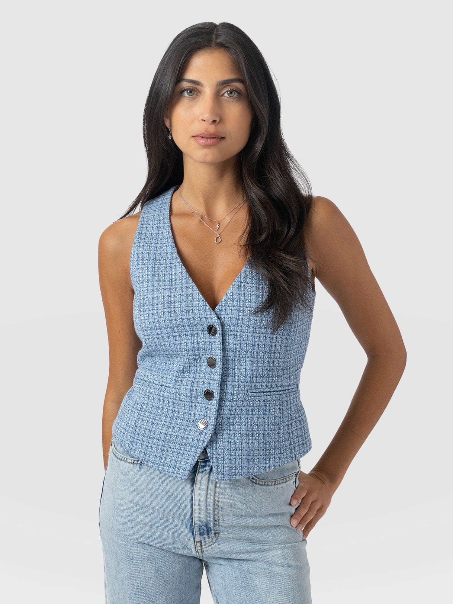 Astrid Waistcoat Pale Blue - Women's Blazers | Saint + Sofia® US