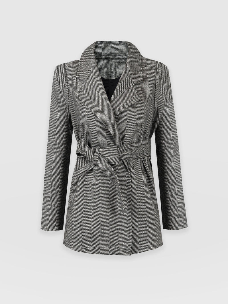 Audrey Wrap Coat Chevron - Women's Coats | Saint + Sofia® UK