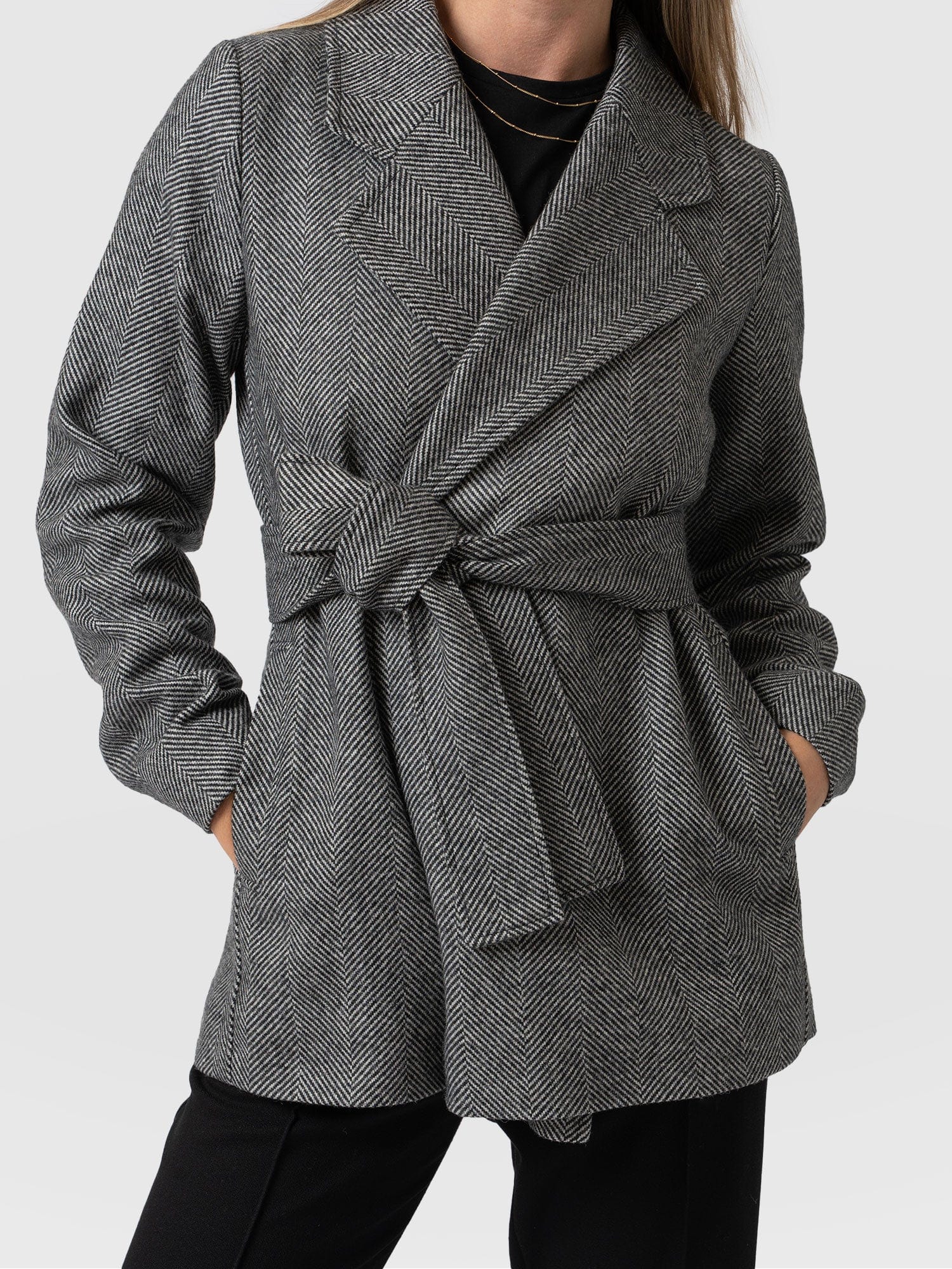 Audrey Wrap Coat Chevron - Women's Coats | Saint + Sofia® USA