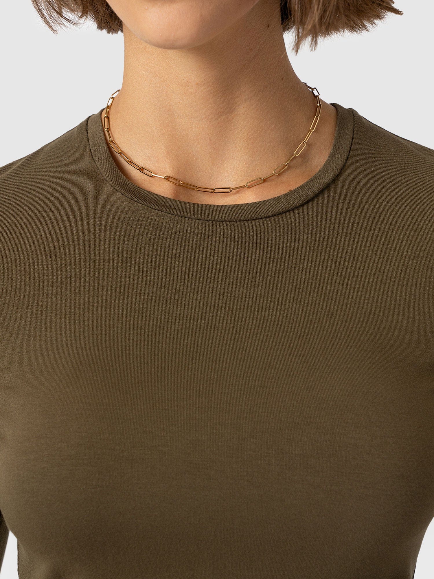 Austen Crew Neck Long Sleeve Tee Khaki - Women's Tops | Saint + Sofia® US