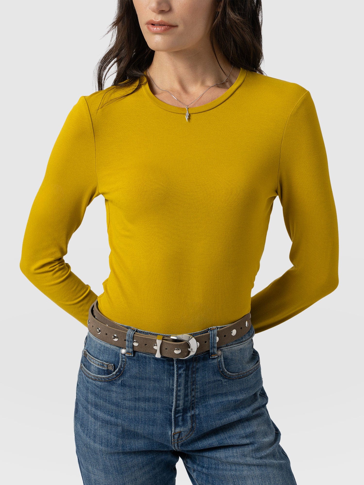 Austen Crew Neck Tee Long Sleeve Mustard - Women's T-Shirts | Saint + Sofia® US