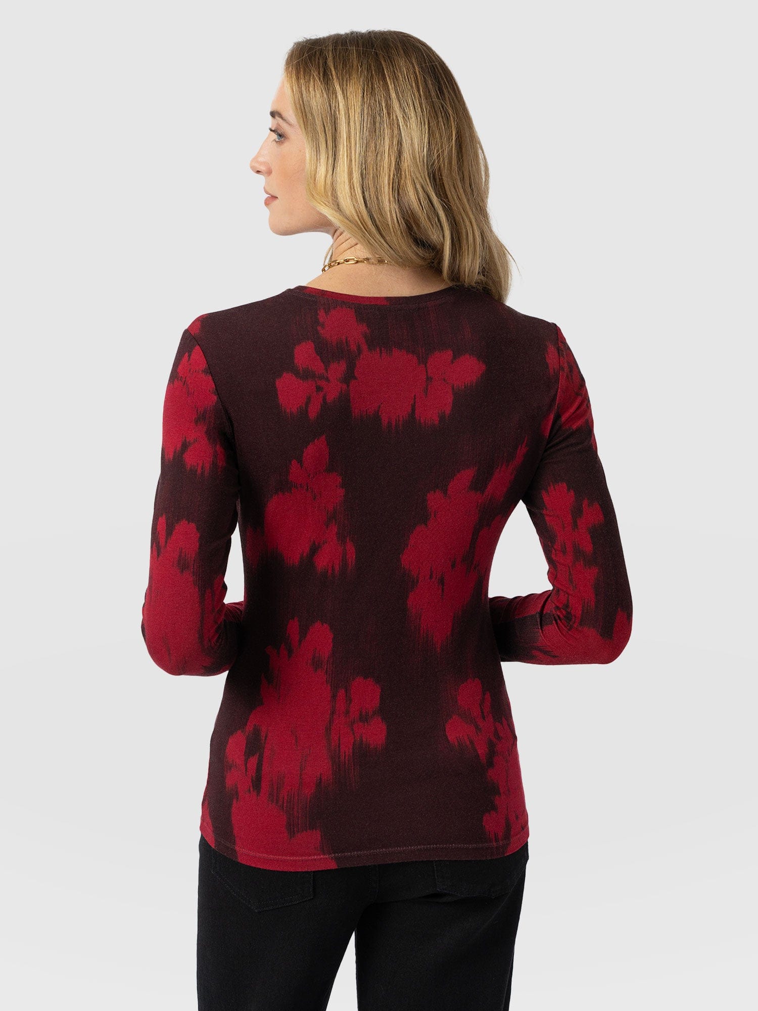 Austen Crew Neck Long Sleeve Tee - Pink Fade Floral - Women's T-shirts | Saint + Sofia® USA