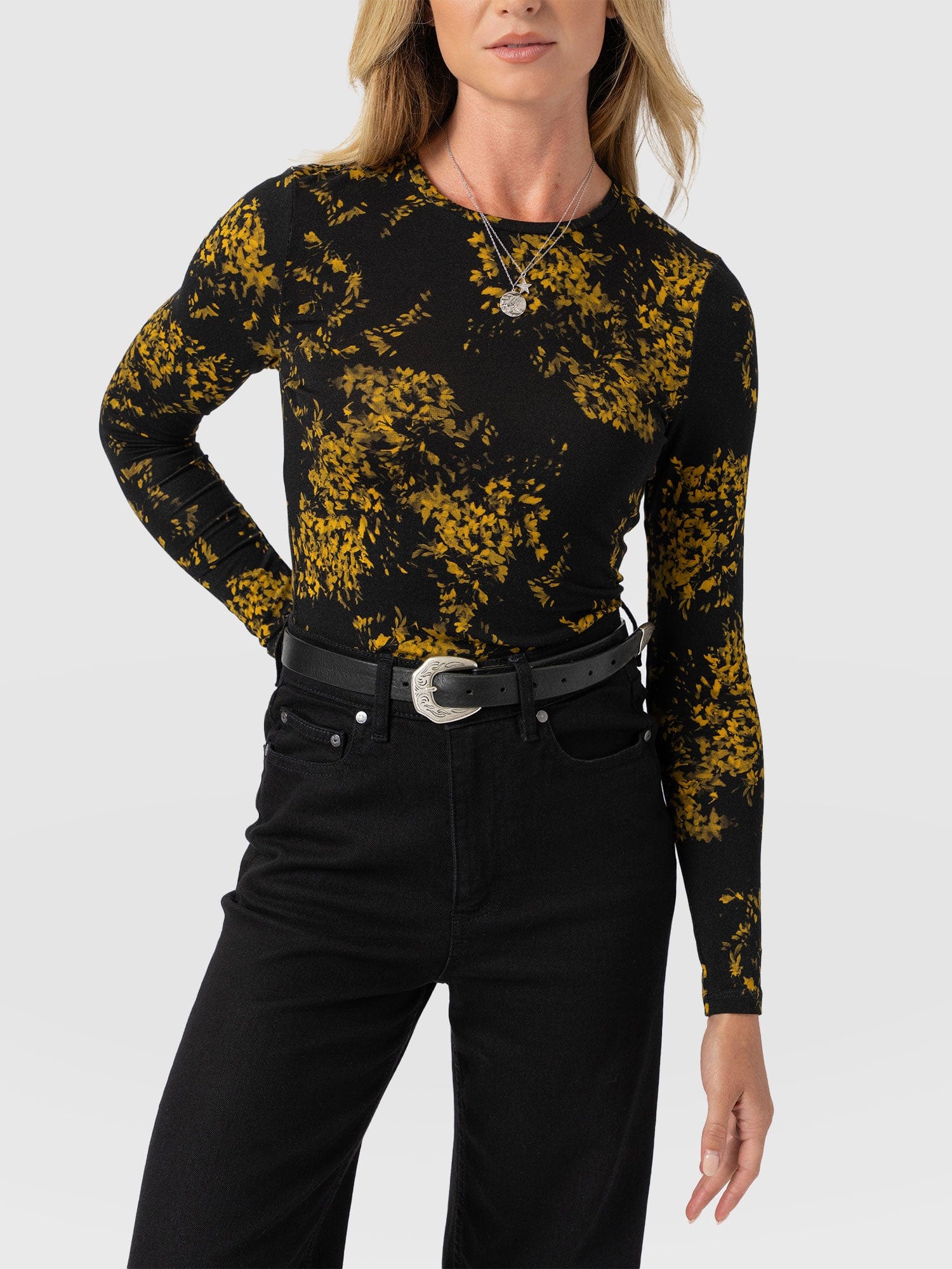 Austen Crew Neck Long Sleeve Tee - Yellow Mimosa - Women's T-shirts | Saint + Sofia® USA