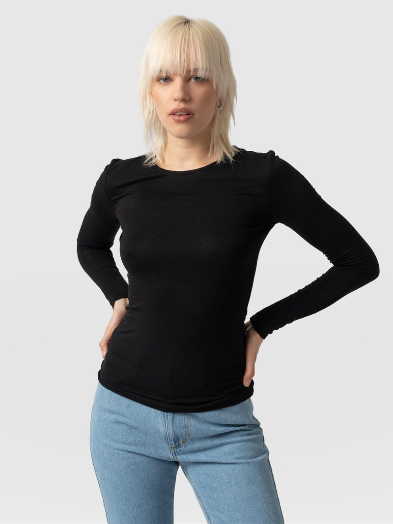 Austen Crew Neck Tee Black - Women's T-Shirts | Saint + Sofia® USA
