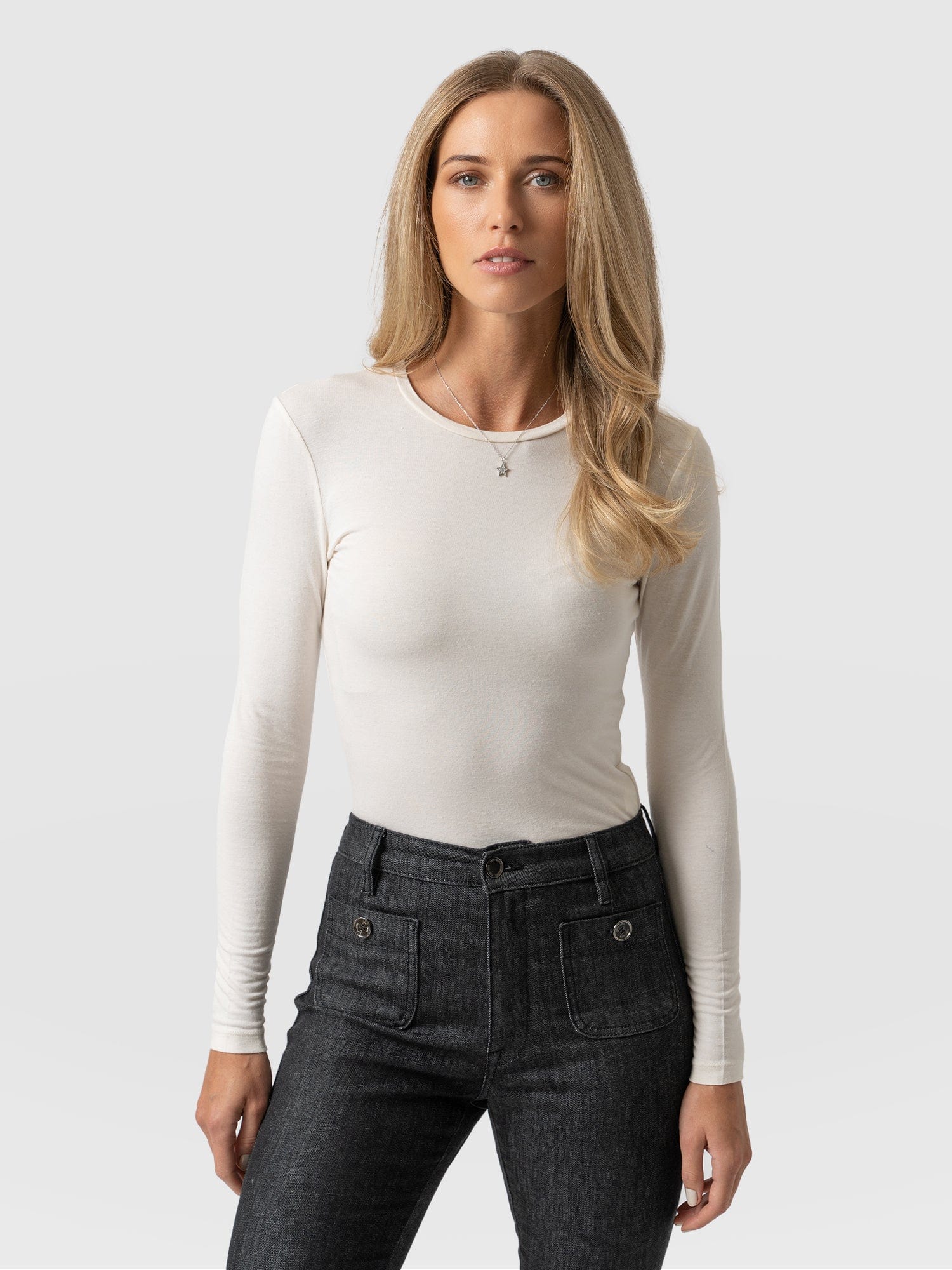 Austen Crew Neck Tee Cream - Women's T-Shirts | Saint + Sofia® USA