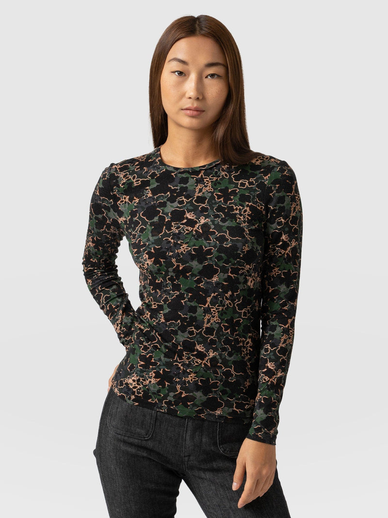 Austen Crew Neck Tee Green Twilight Floral - Women's T-Shirts | Saint + Sofia® USA