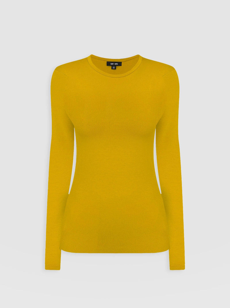 Austen Crew Neck Tee Long Sleeve Mustard - Women's T-Shirts | Saint + Sofia® US