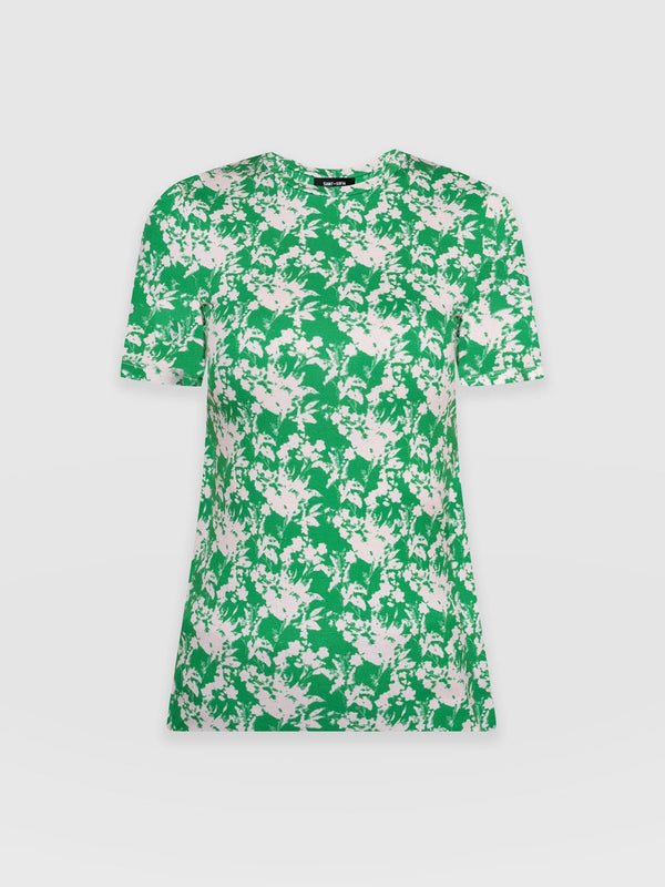 Austen Crew Neck Tee Short Sleeve Green Pixel - Women's T-Shirt | Saint + Sofia® UK