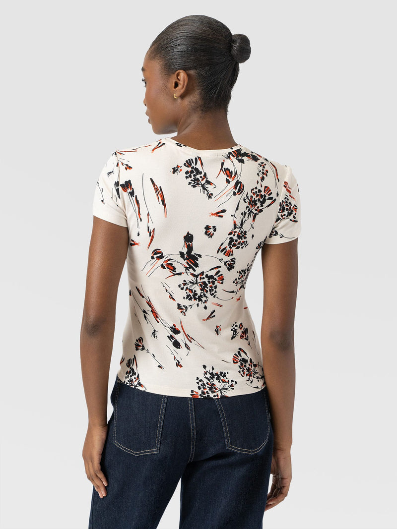 Austen Crew Neck Tee Short Sleeve - White Mist Floral - Women's T-shirts | Saint + Sofia® USA