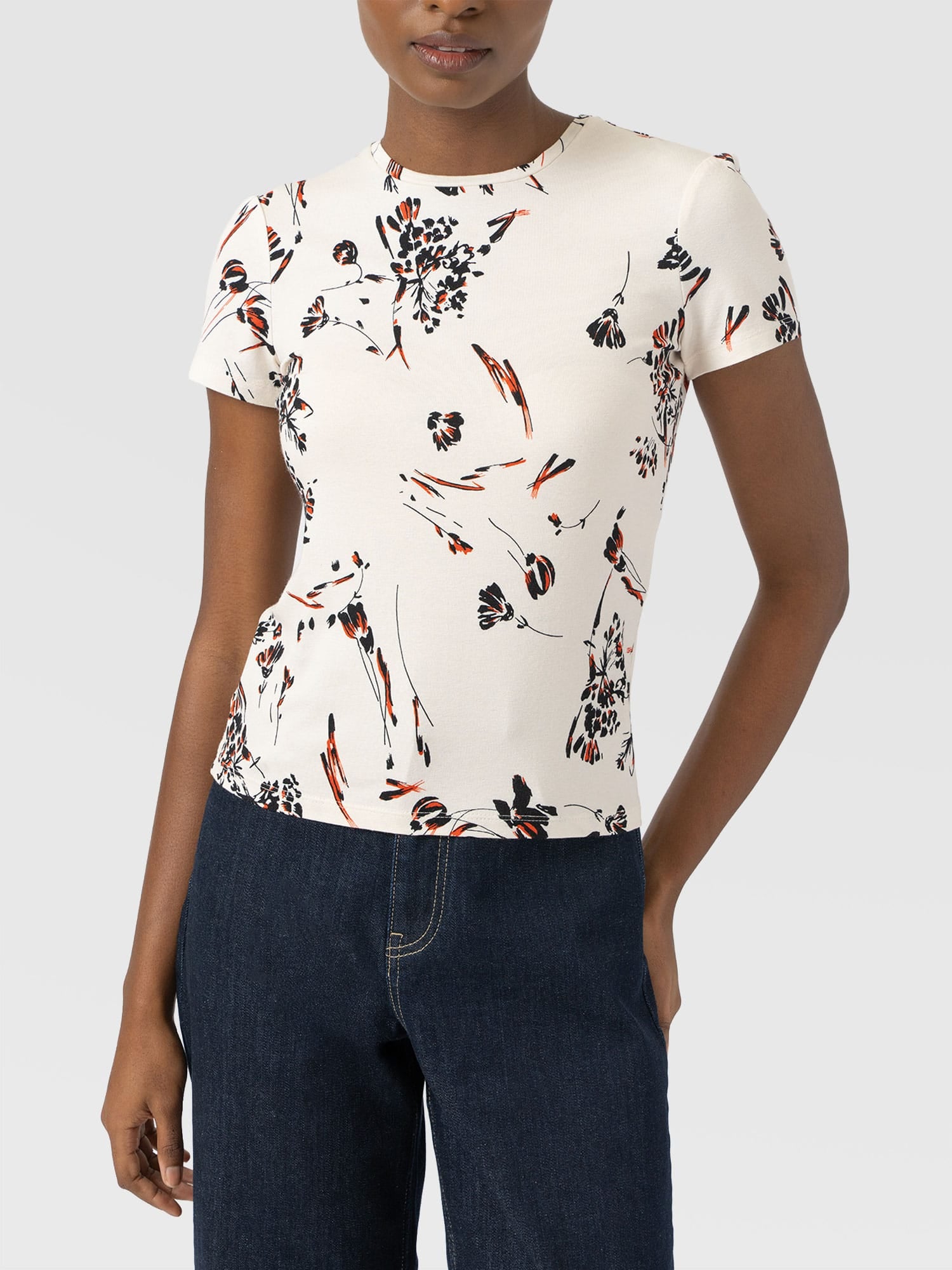 Austen Crew Neck Tee Short Sleeve - White Mist Floral - Women's T-shirts | Saint + Sofia® USA