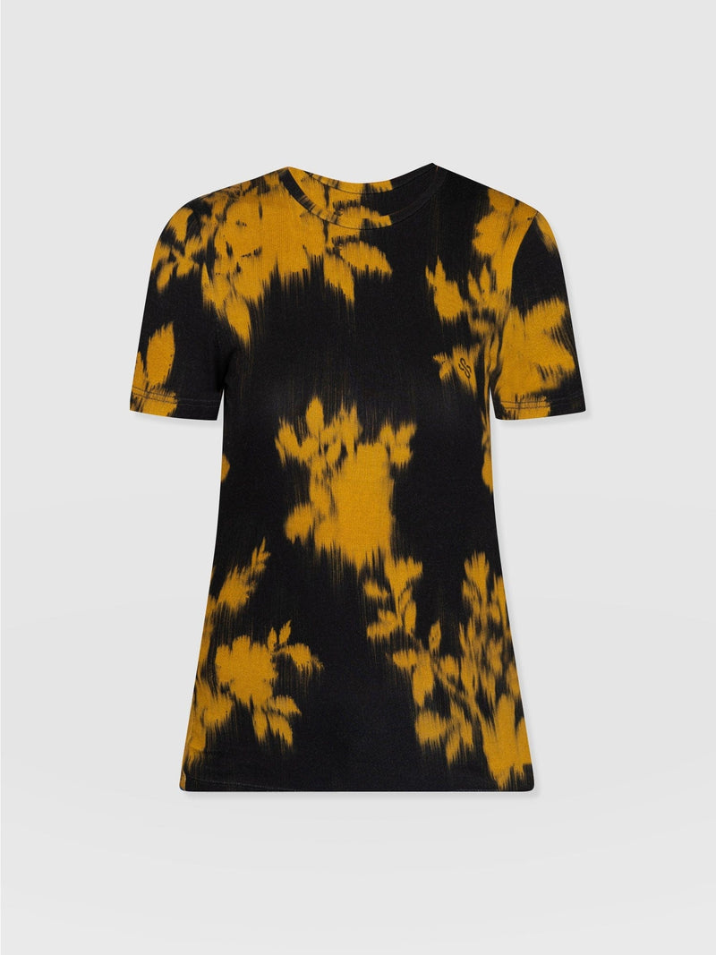 Austen Crew Neck Tee Short Sleeve Yellow Fade Floral - Women's T-Shirts | Saint + Sofia® US