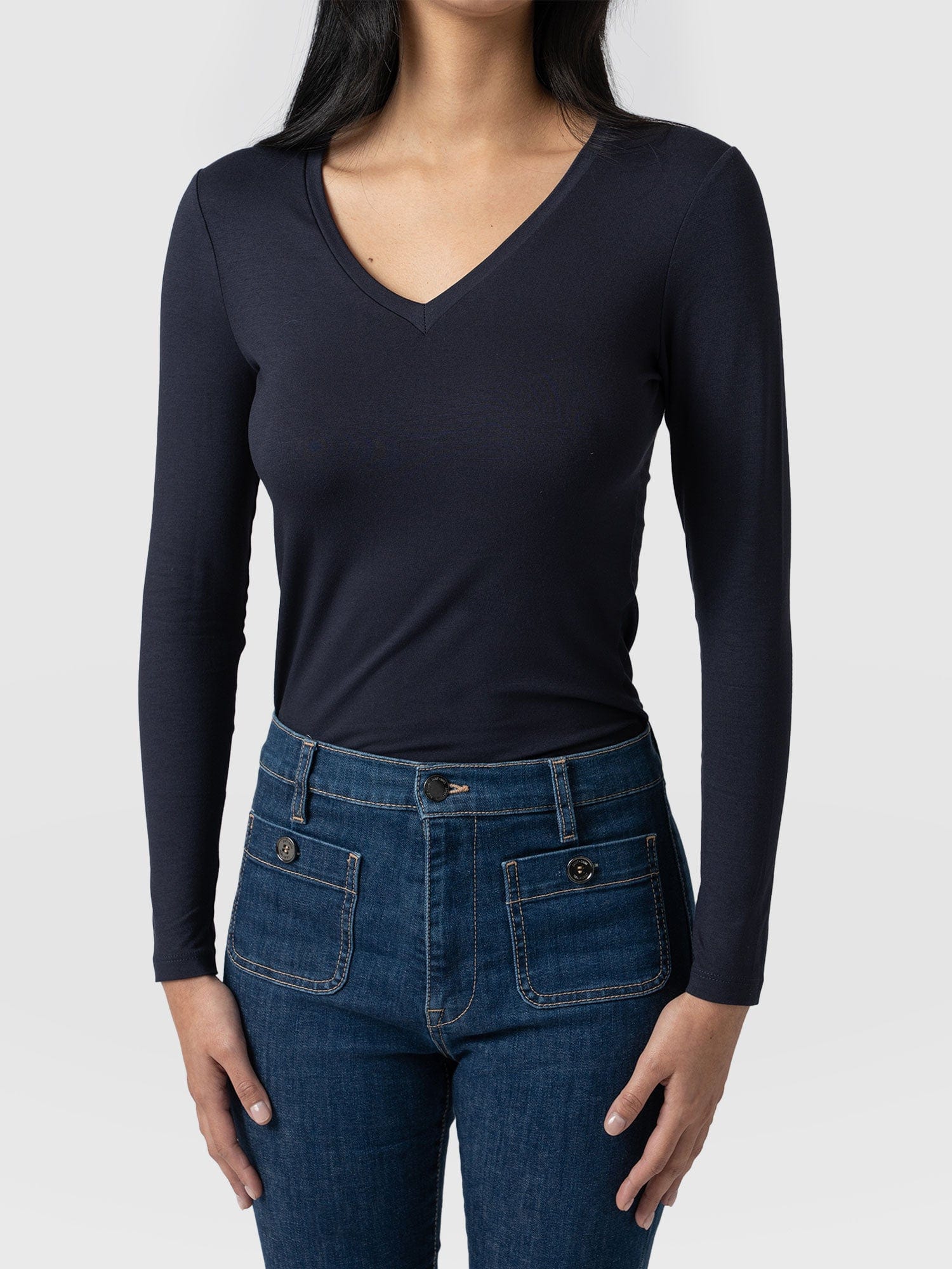 Austen V Neck Tee Navy - Women's T-Shirts | Saint + Sofia® USA