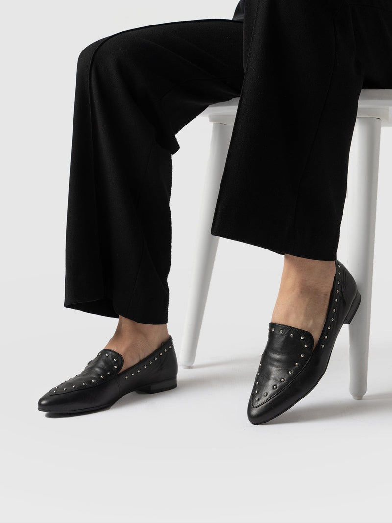 Ava Studded Loafer Black - Women's Loafers | Saint + Sofia® USA