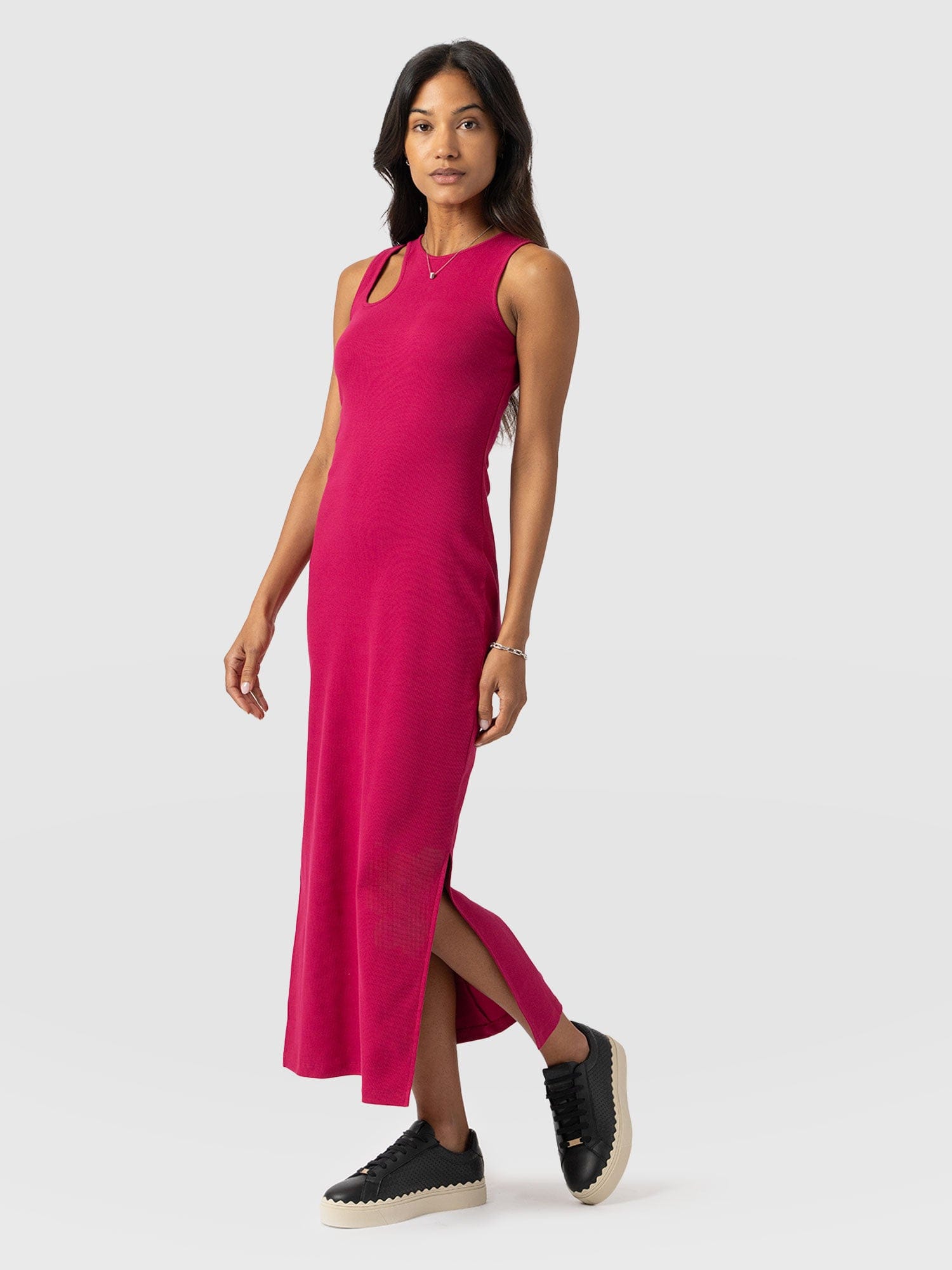 Axel Cut Out Dress - Fuchsia Pink