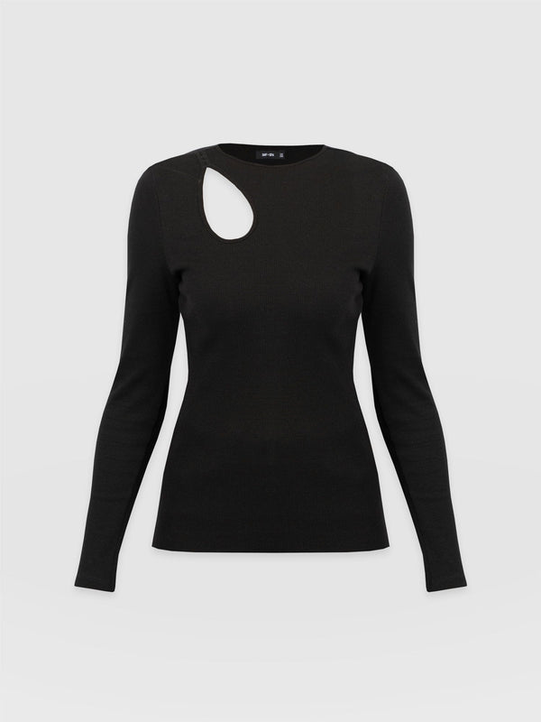 Axel Cut Out Long Sleeve Tee Black - Women's T-Shirts | Saint + Sofia® US