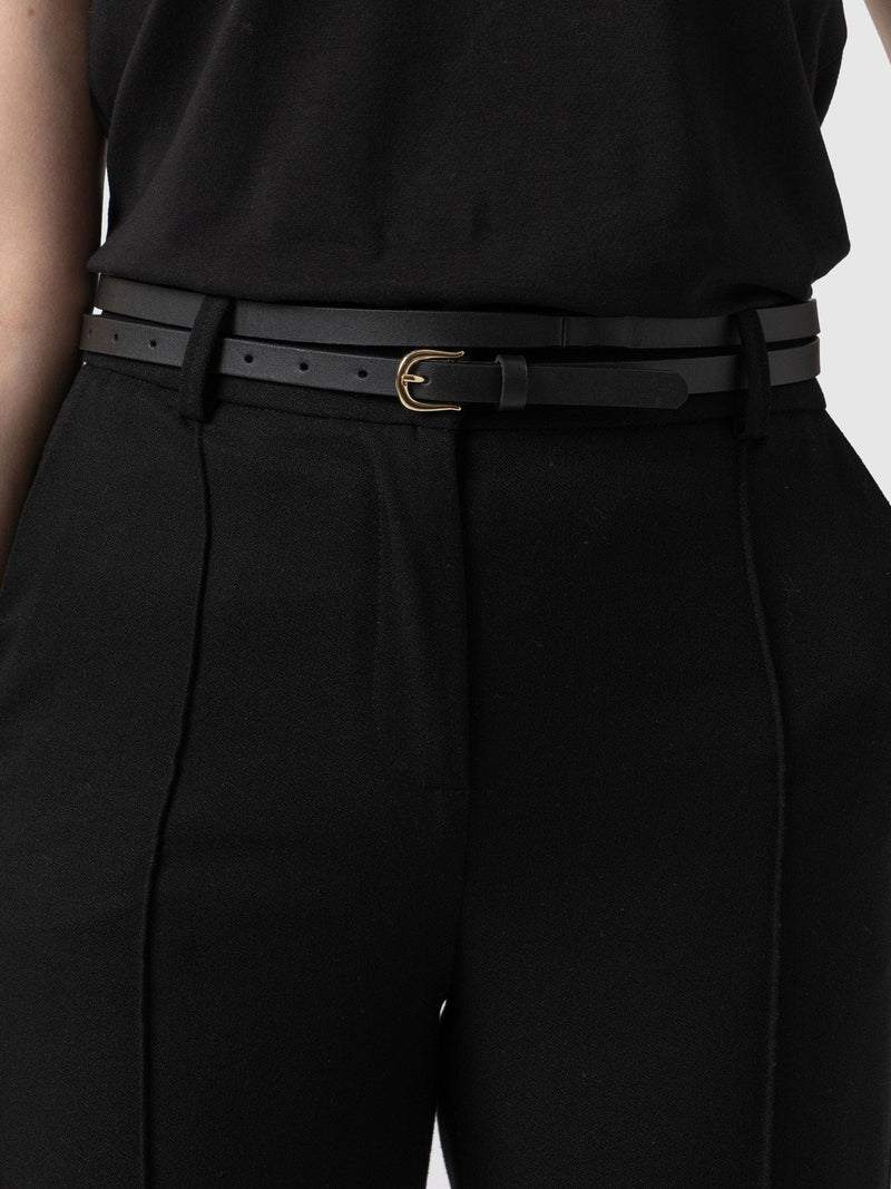 Axel Double Skinny Belt Black - Leather Belts | Saint + Sofia® USA