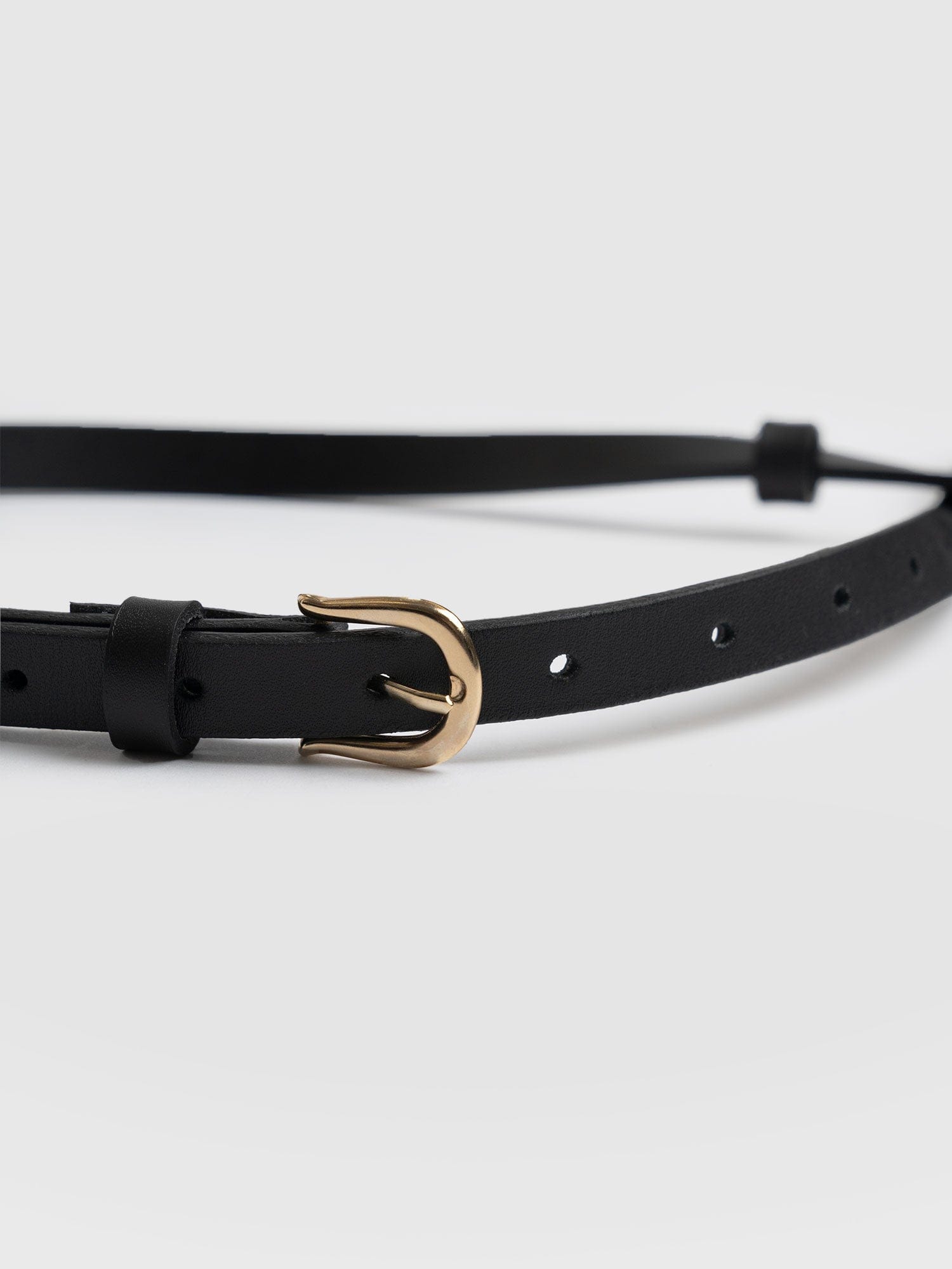 Axel Double Skinny Belt Black - Leather Belts | Saint + Sofia® USA