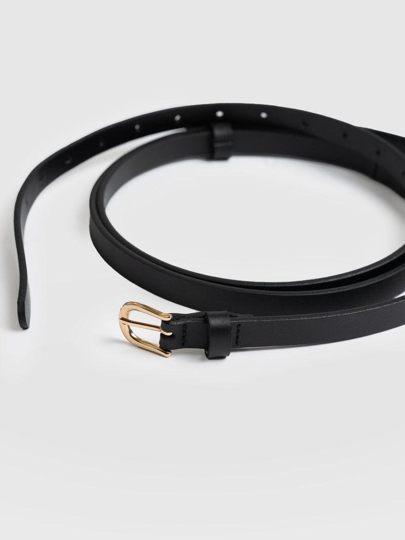 Axel Double Skinny Belt Black - Leather Belts | Saint + Sofia® USA