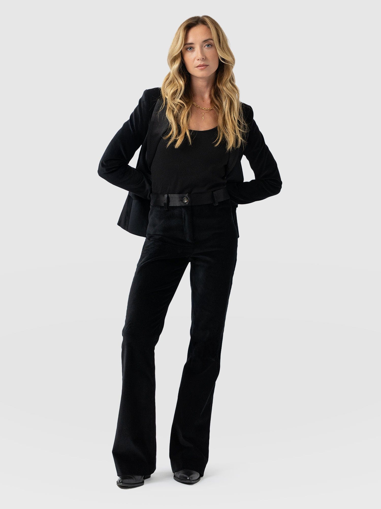 Axel Flared Pant - Black Velvet - Women's Pants | Saint + Sofia® USA