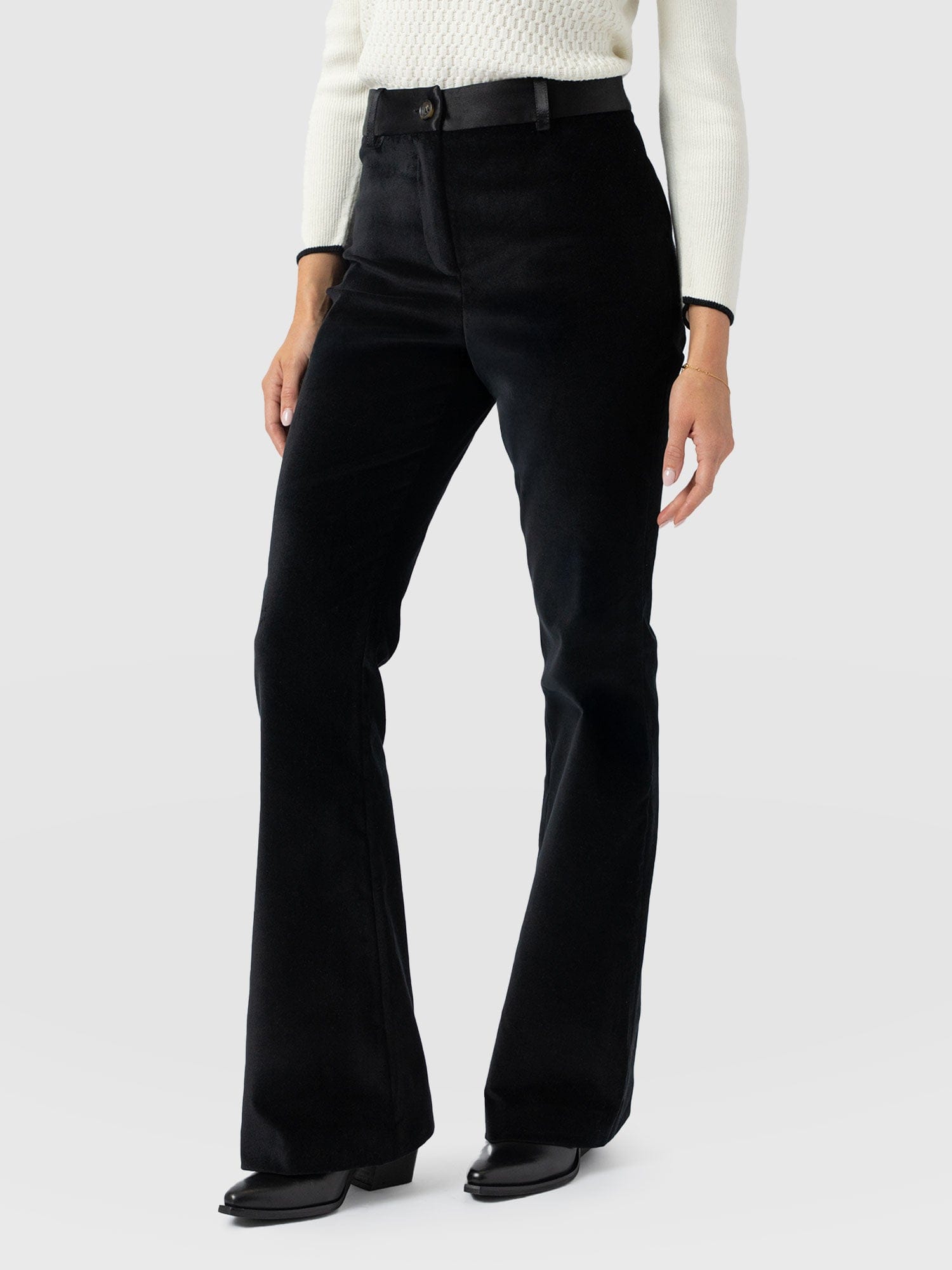 Axel Flared Pant - Black Velvet - Women's Pants | Saint + Sofia® USA