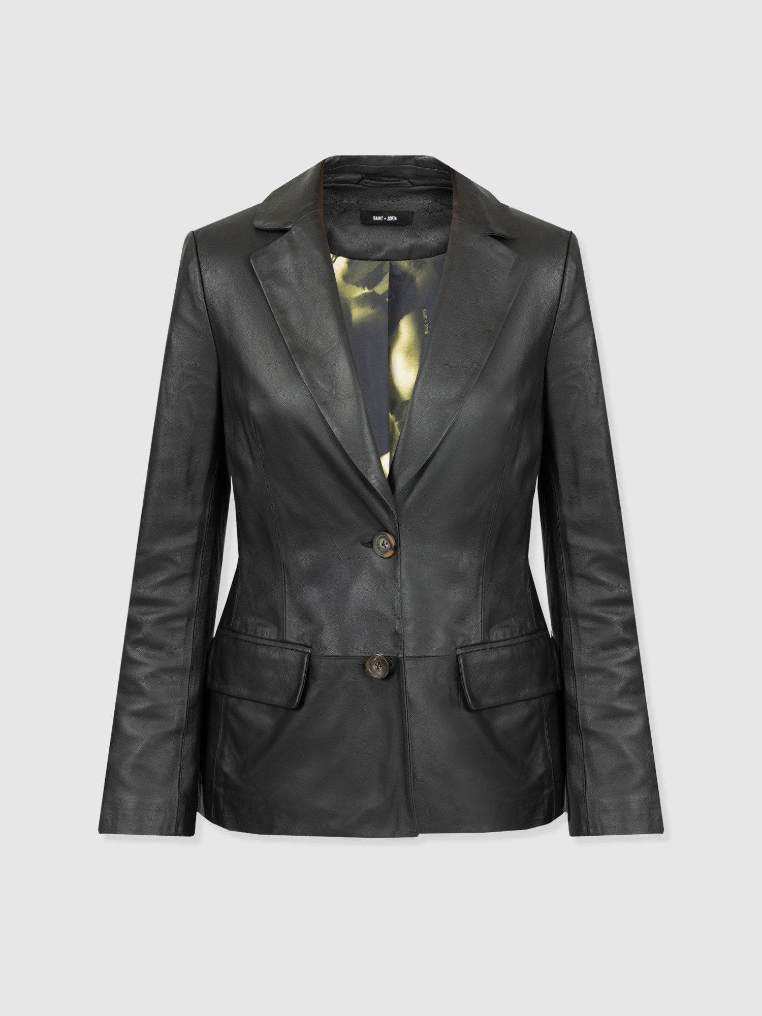 Axel Single Breasted Blazer - Black Leather - Women's Leathers | Saint + Sofia® USA