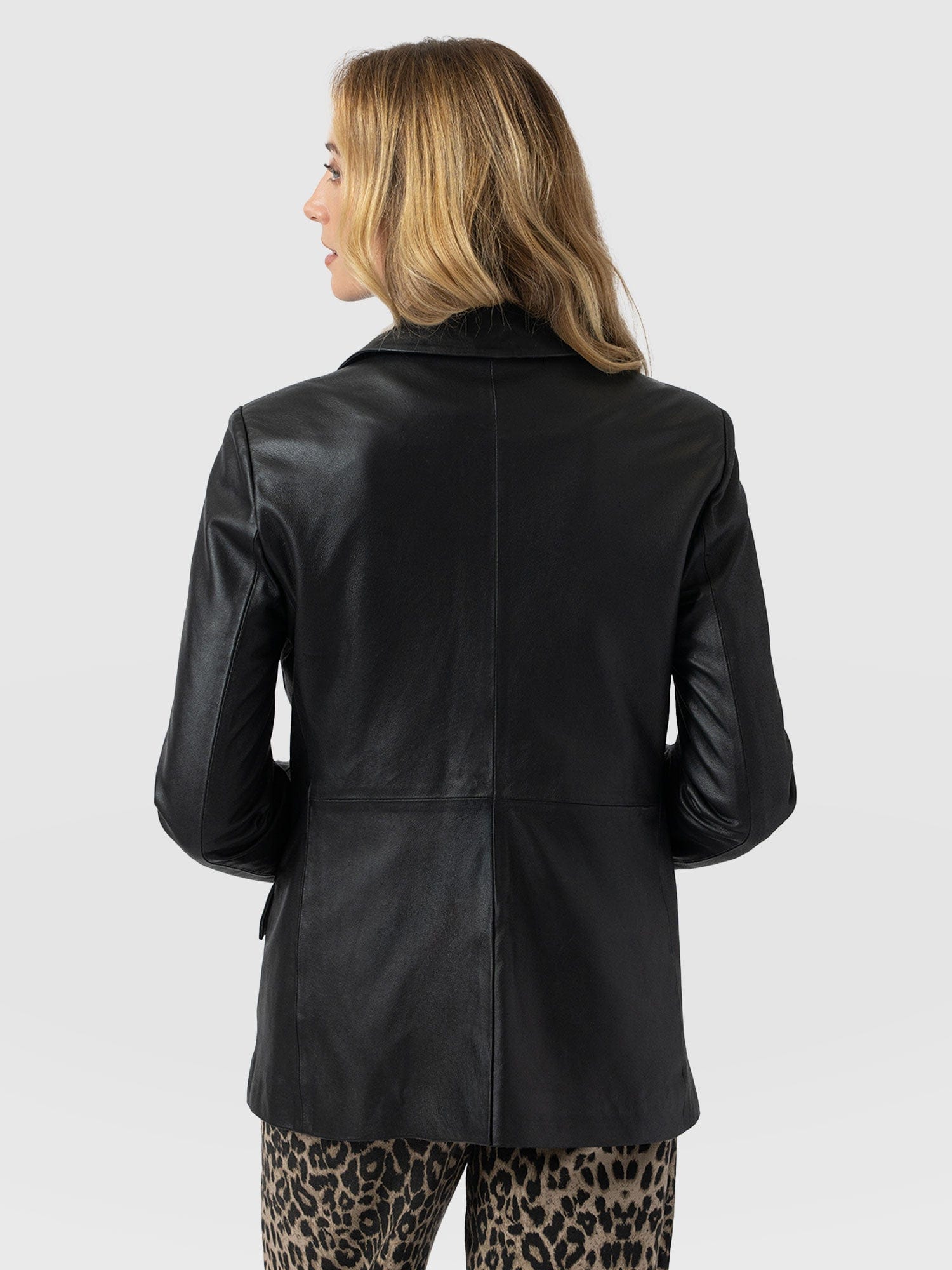 Axel Single Breasted Blazer - Black Leather - Women's Leathers | Saint + Sofia® USA