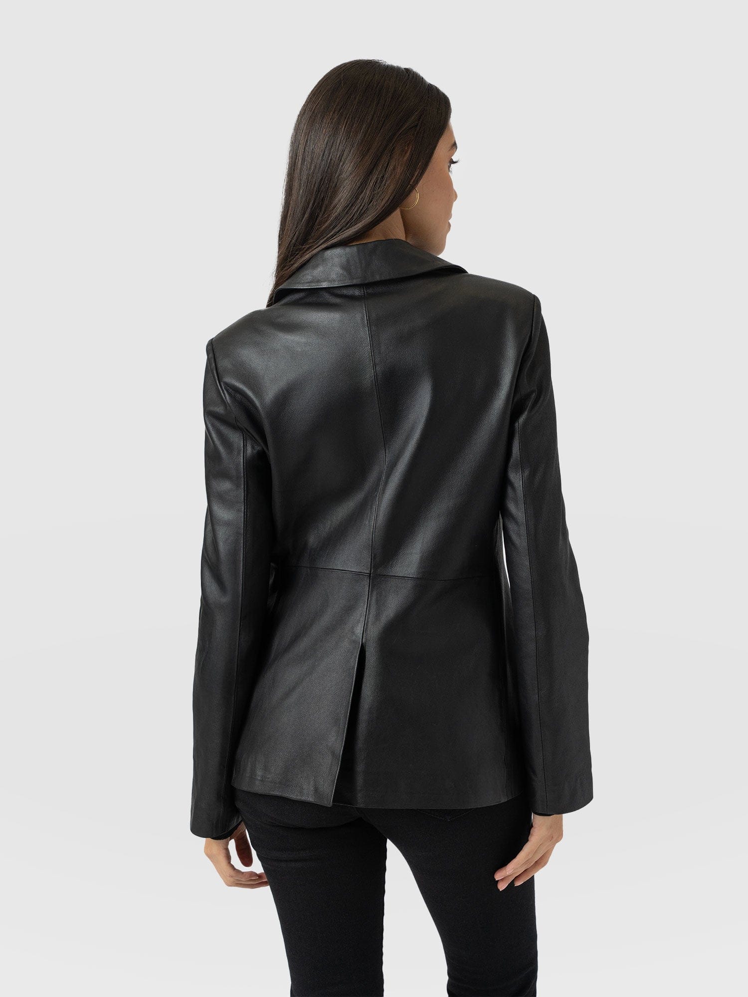 Axel Single Breasted Blazer - Black Leather - Women's Leathers | Saint + Sofia® USA