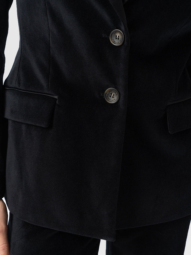 Axel Single Breasted Blazer - Black Velvet - Women's Jackets | Saint + Sofia® USA