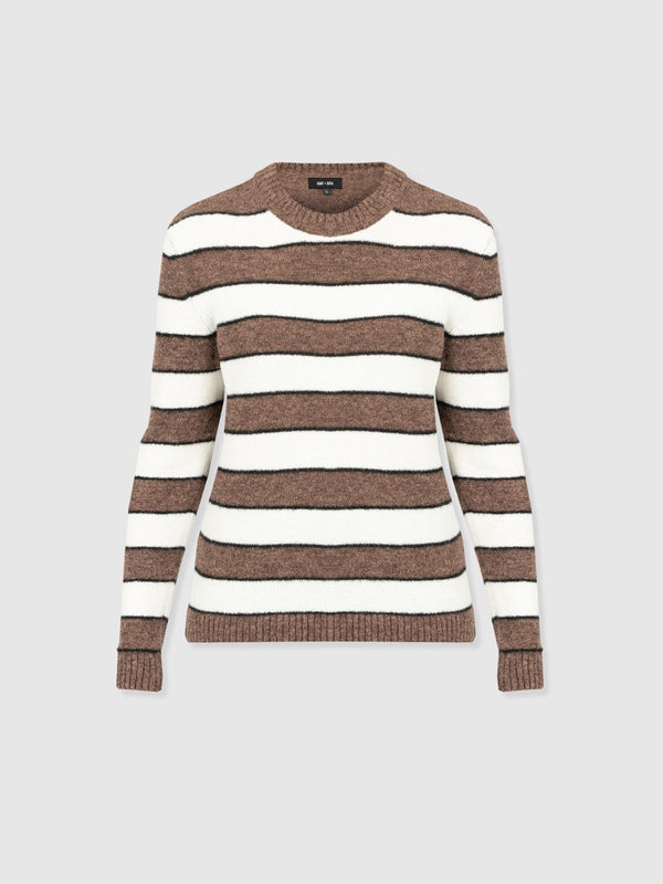 Azura Knit Jumper - Brown Stripe - Women's Knitwears | Saint + Sofia® USA
