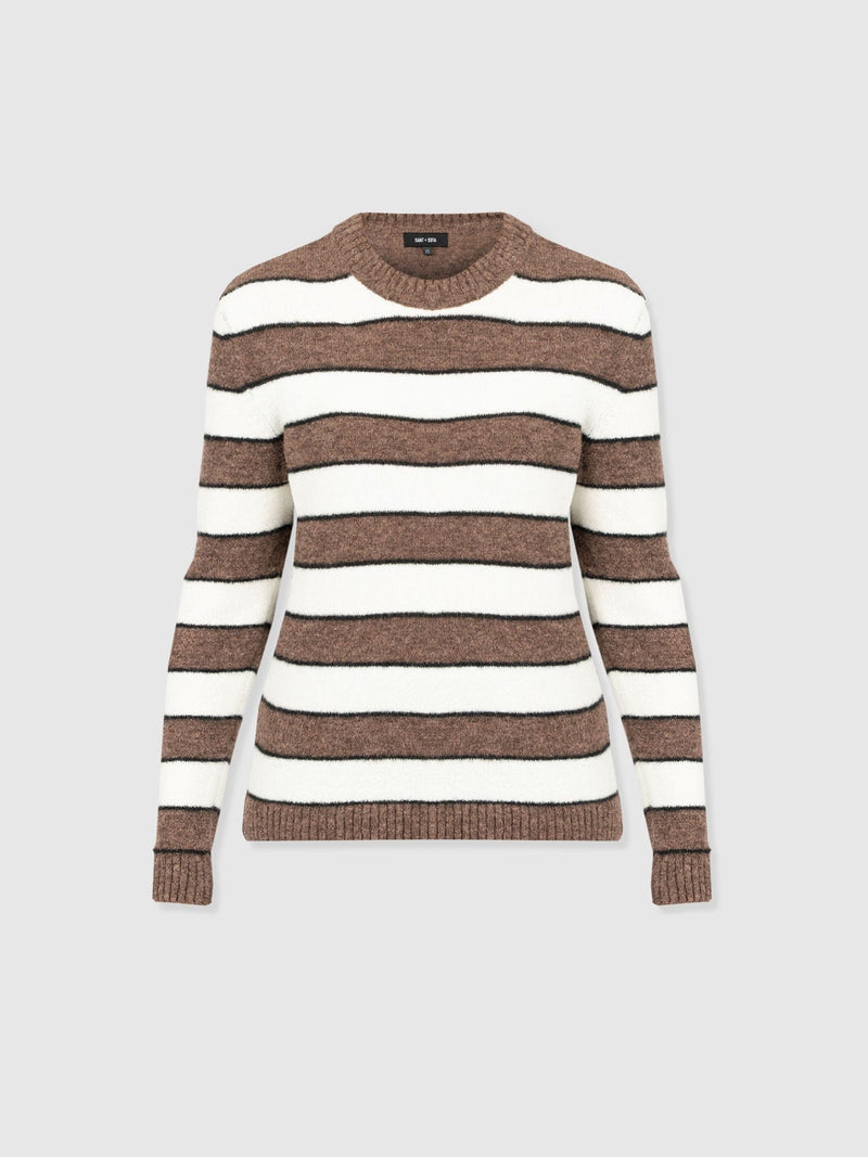 Azura Knit Jumper - Brown Stripe - Women's Knitwears | Saint + Sofia® USA
