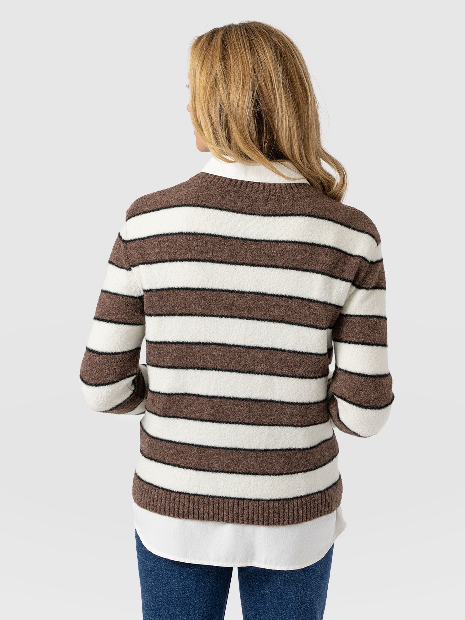 Azura Knit Jumper - Brown Stripe - Women's Knitwears | Saint + Sofia® USA