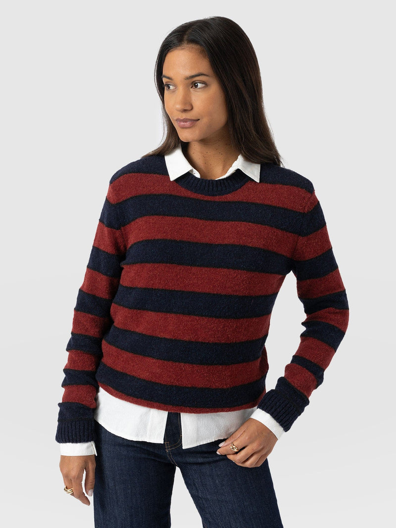 Azura Knit Jumper - Red/Navy - Women's Sweaters | Saint + Sofia® USA