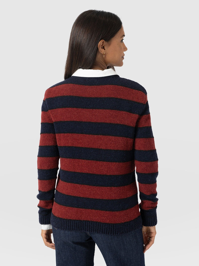 Azura Knit Jumper - Red/Navy - Women's Sweaters | Saint + Sofia® USA