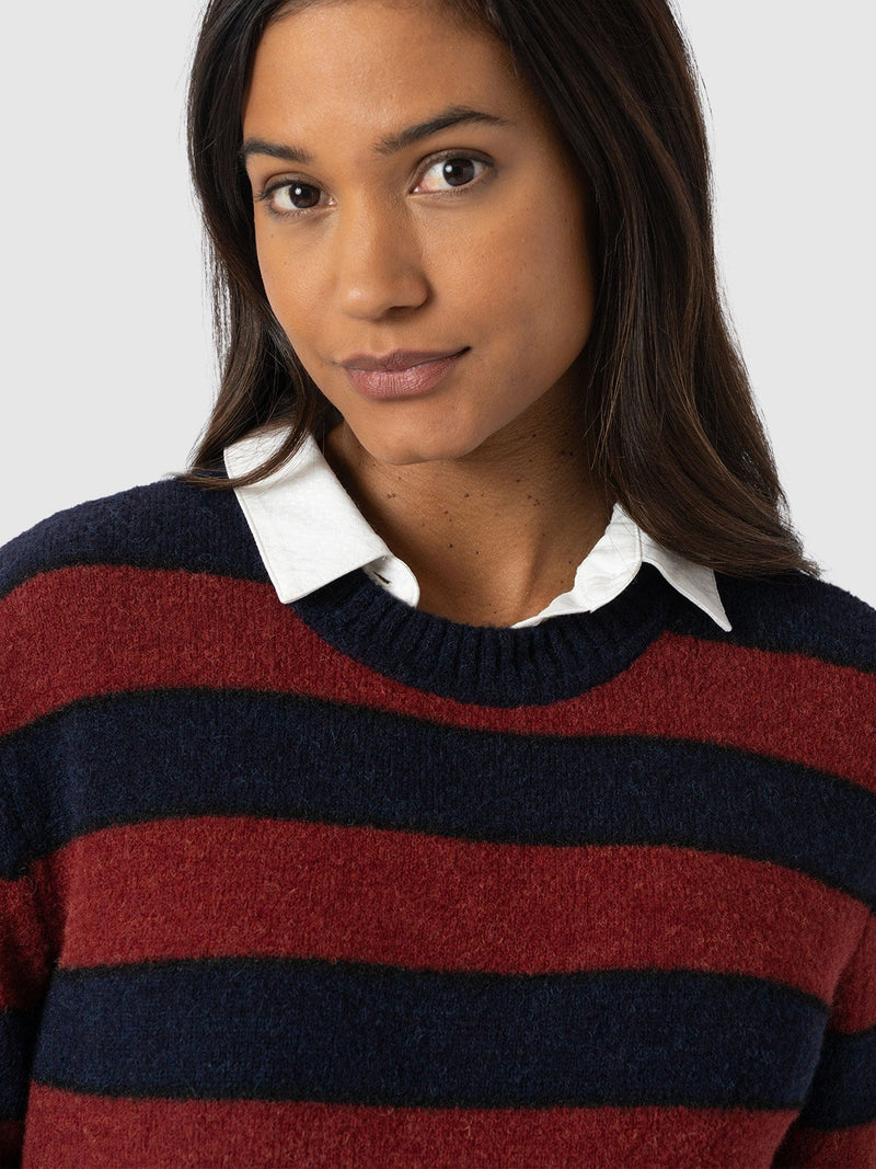 Azura Knit Jumper - Red/Navy - Women's Sweaters | Saint + Sofia® USA