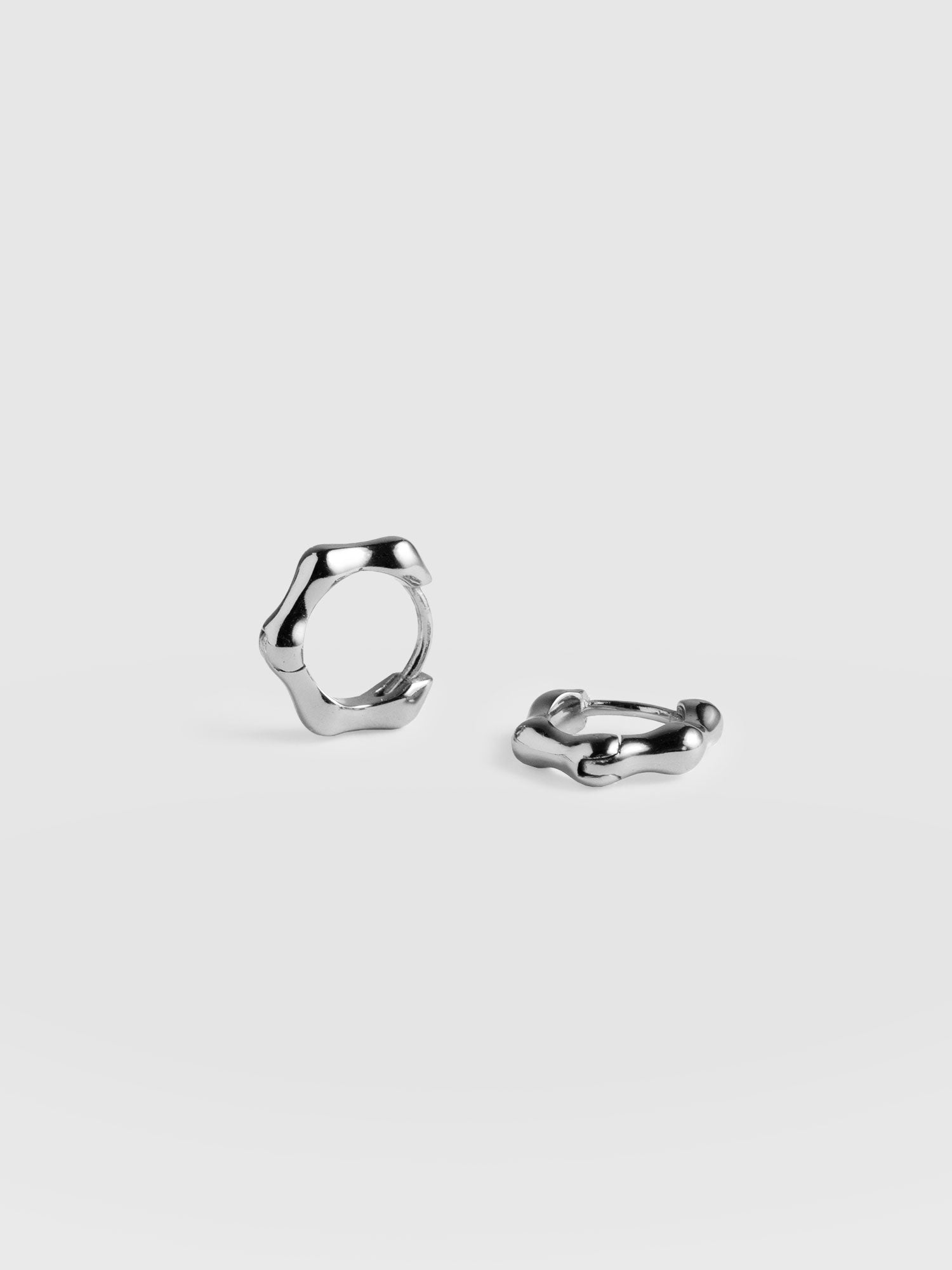 Bamboo Huggie Earrings Silver - Women's Jewellery | Saint + Sofia® USA