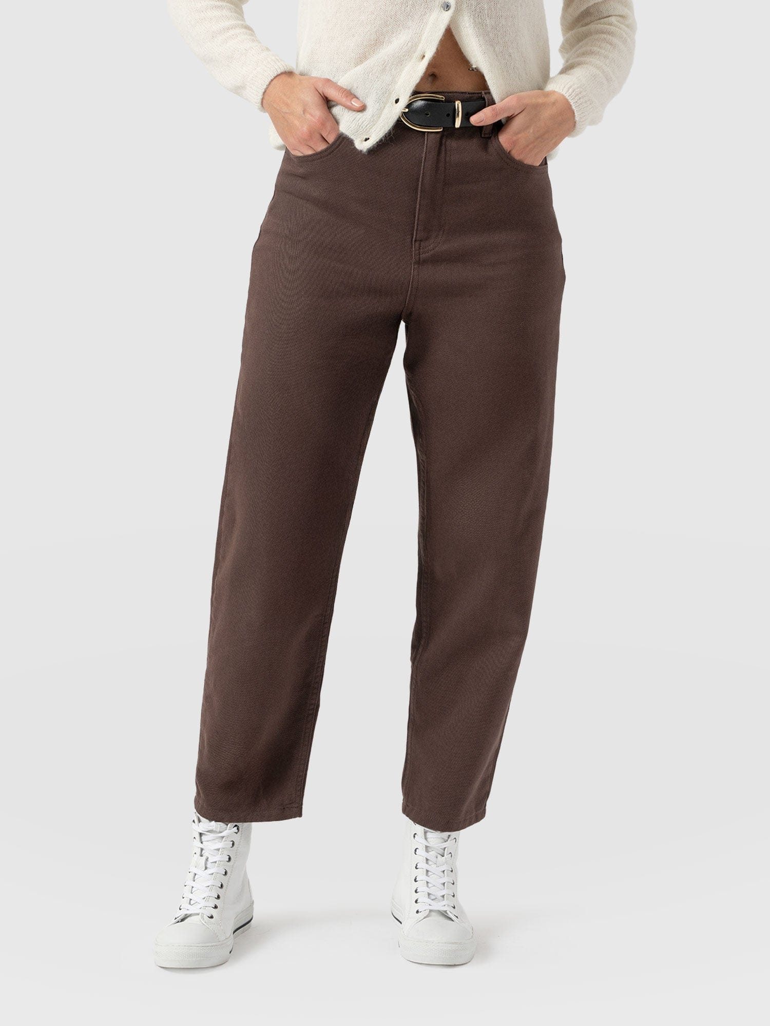 Barrel Leg Jeans - Brown - Women's Jeans | Saint + Sofia® USA