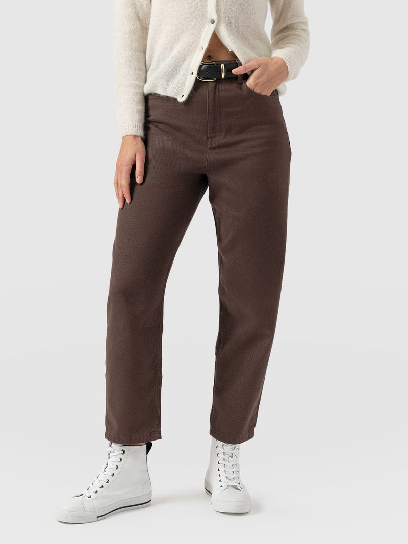 Barrel Leg Jeans - Brown - Women's Jeans | Saint + Sofia® USA