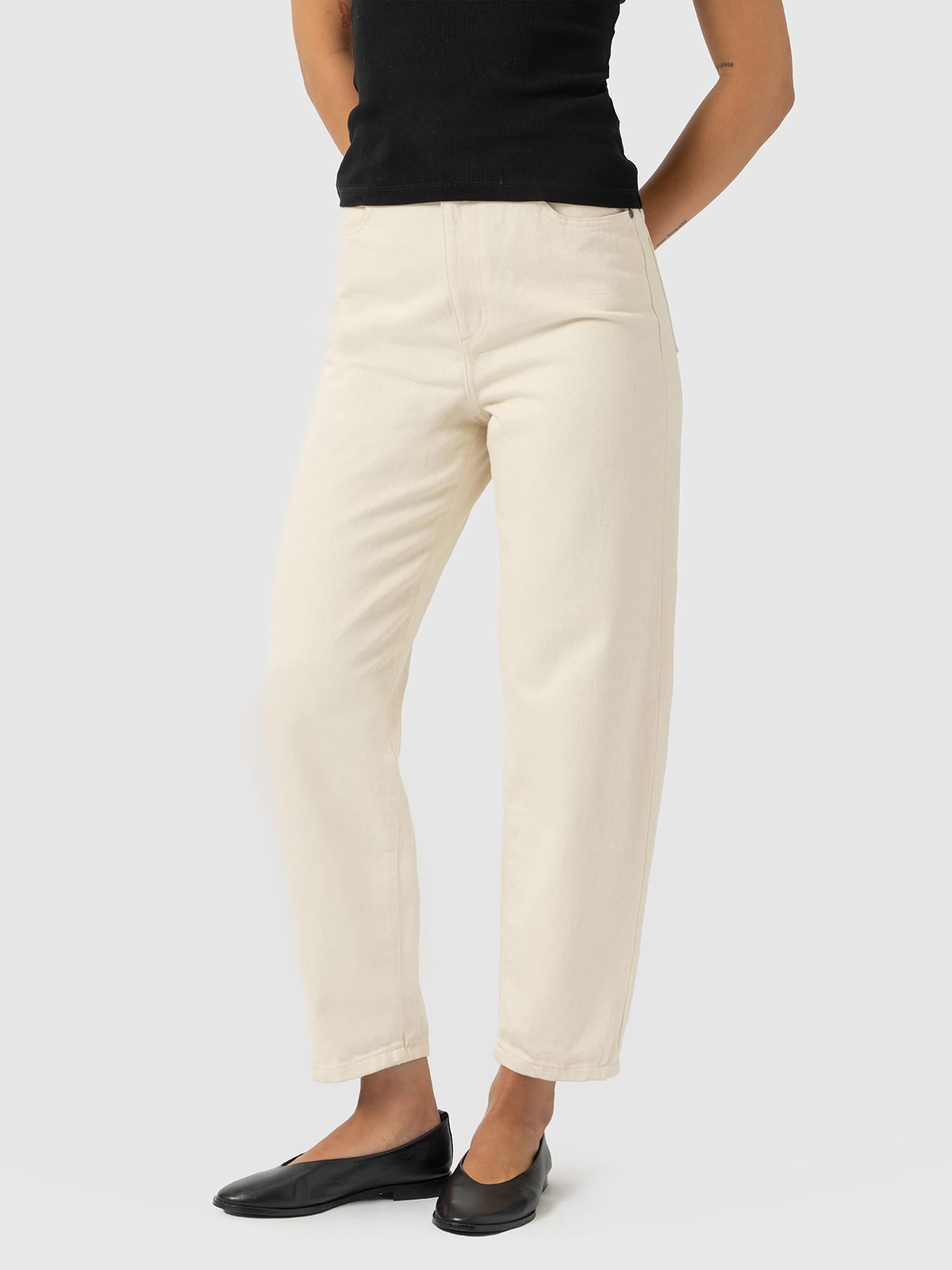 Barrel Leg Jean - Cream - Women's Denims | Saint and Sofia® USA