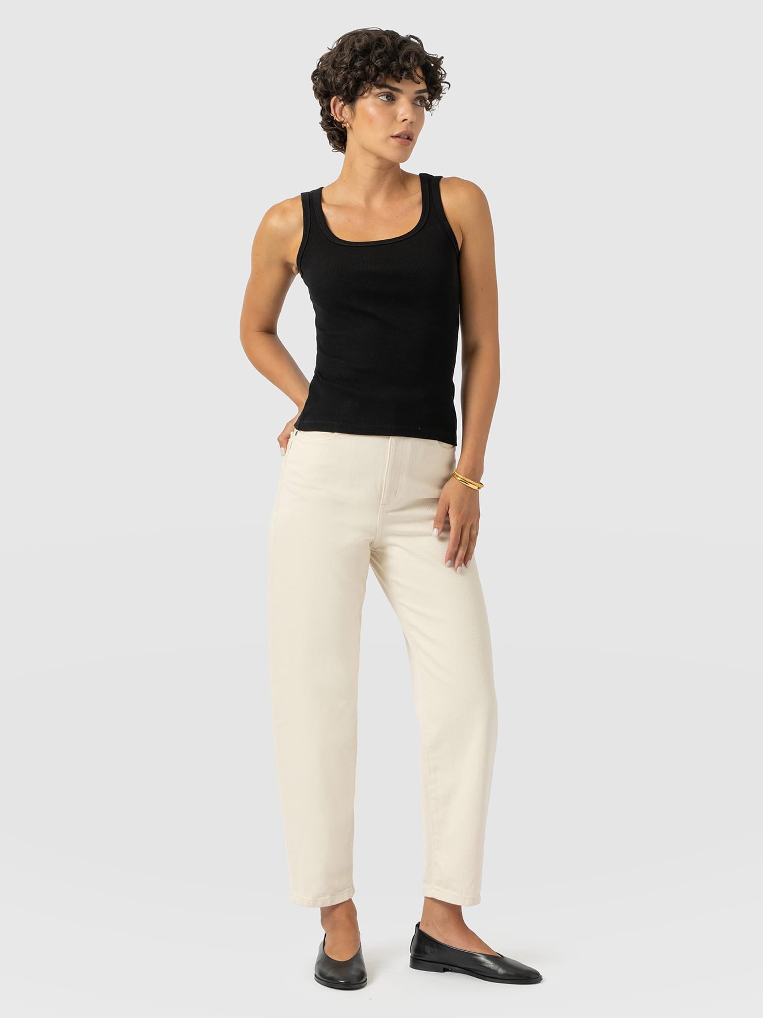 Barrel Leg Jean - Cream - Women's Denims | Saint and Sofia® USA