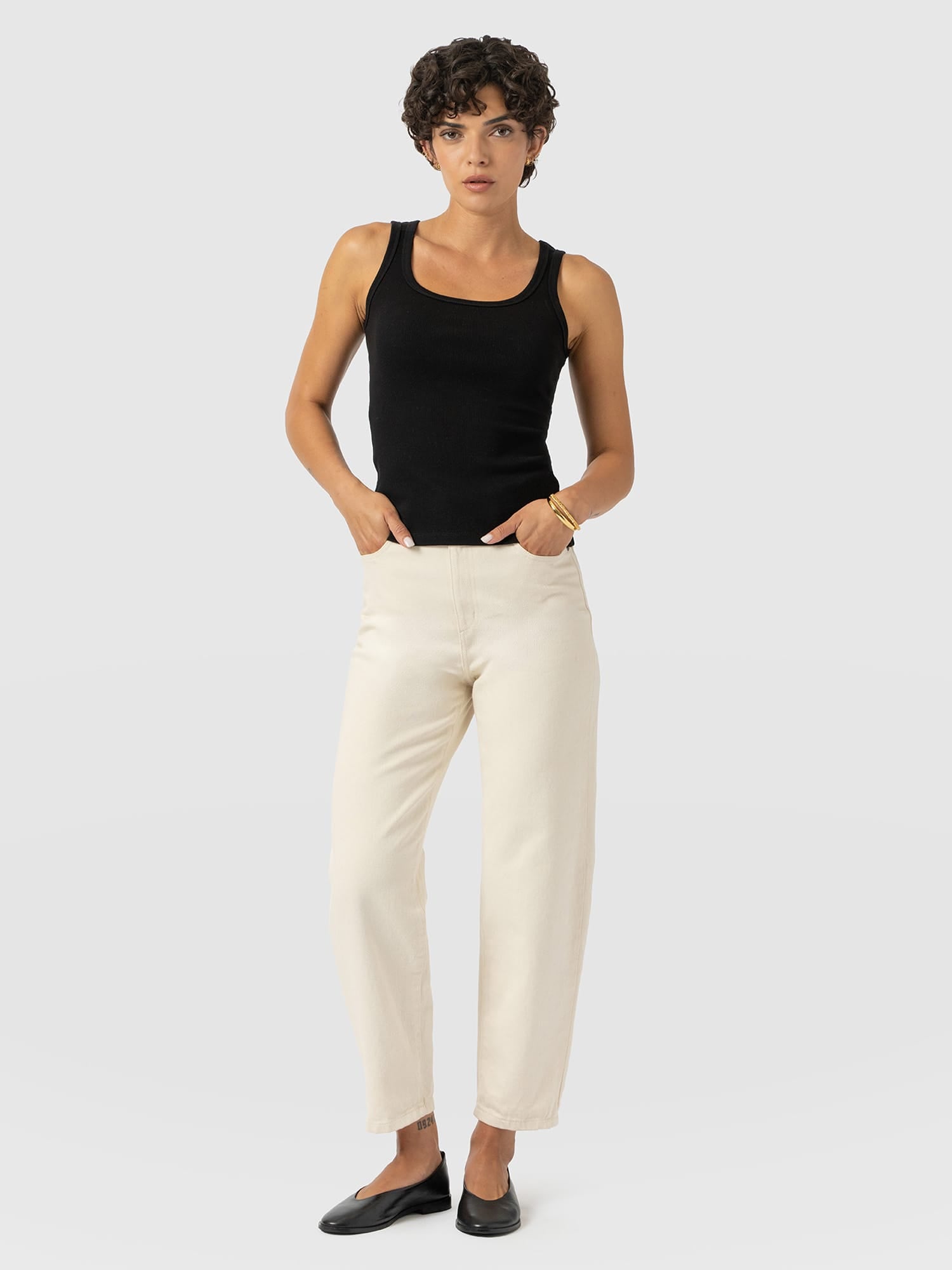 Barrel Leg Jean - Cream - Women's Denims | Saint and Sofia® USA